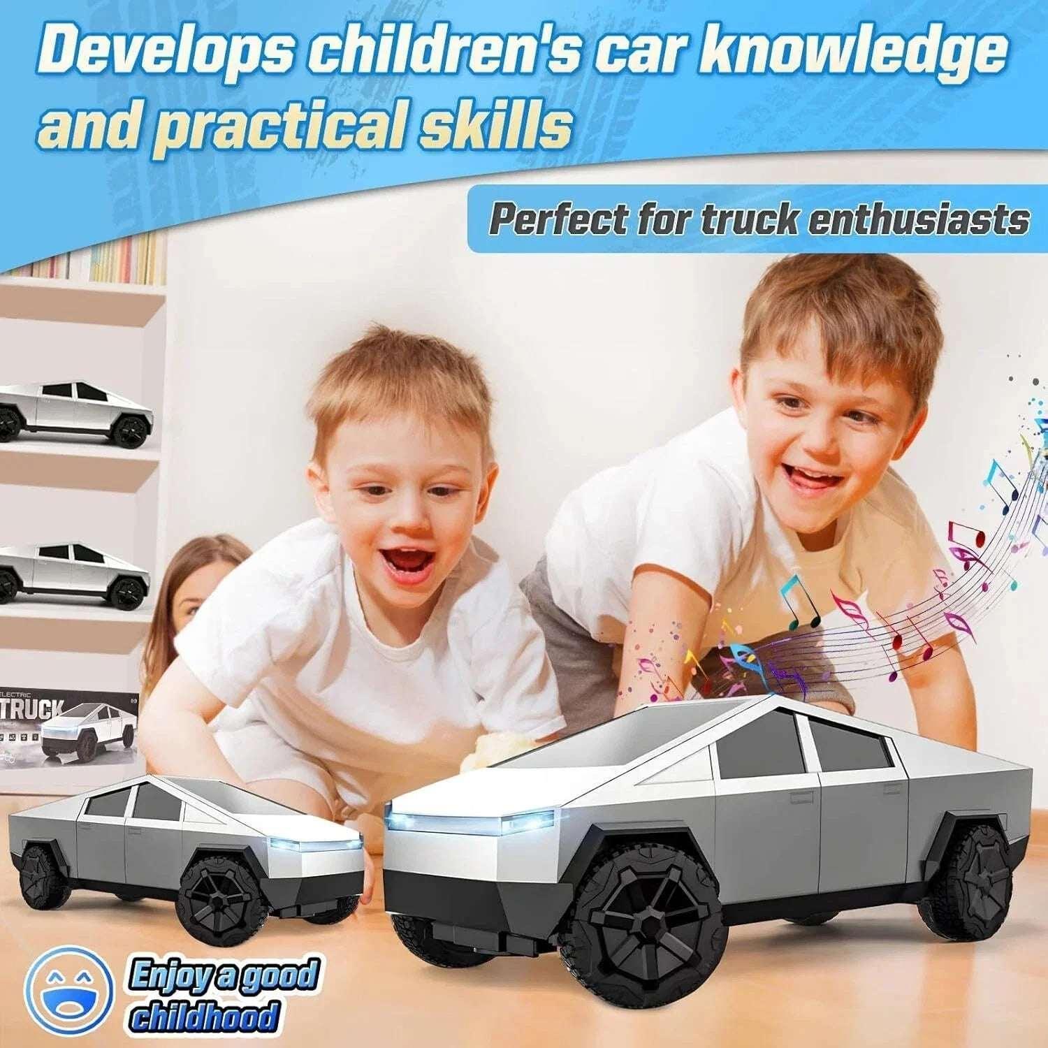 1:12 Cool Cybertruck RC Pickup - 4WD Dual-Motor High-Speed All-Terrain 27MHz RC Car with LED Lights - Kids Boys Gift Toy - Image 4
