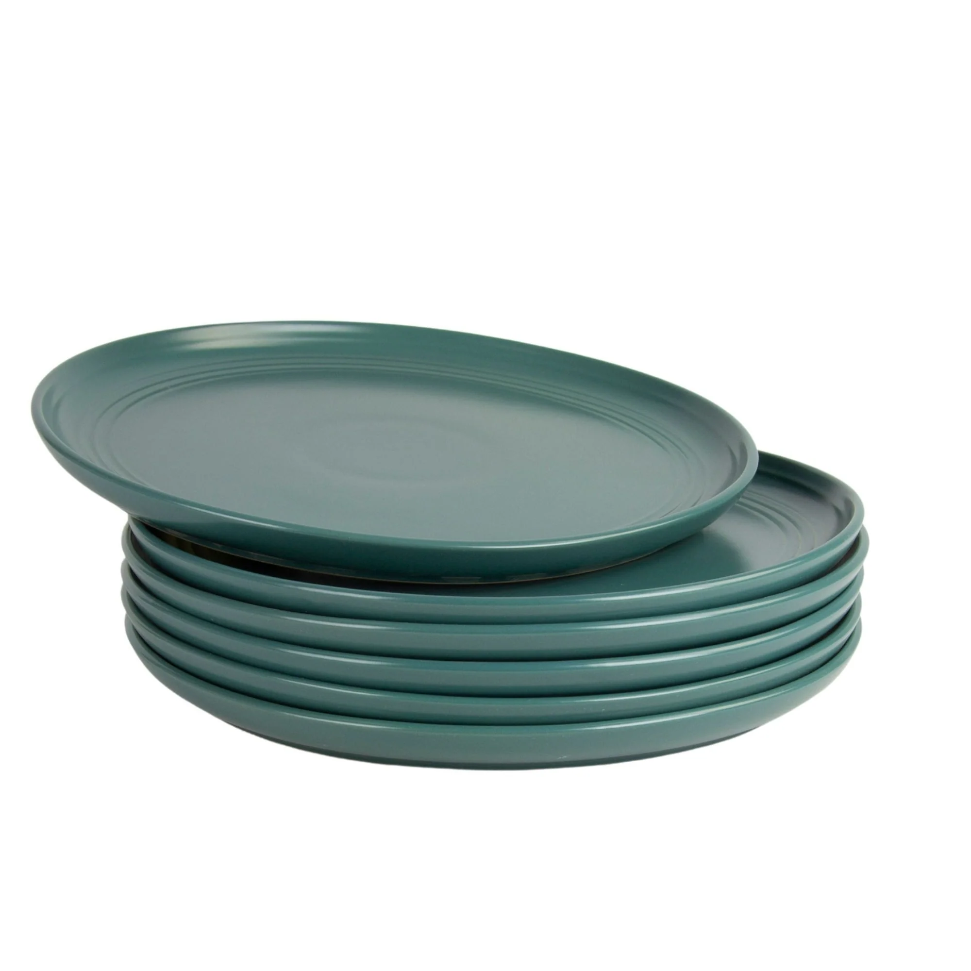 10 Strawberry Street Double Line 10.5" Round Stoneware Dinner Plate, Set of 6, Emerald Green - Image 3