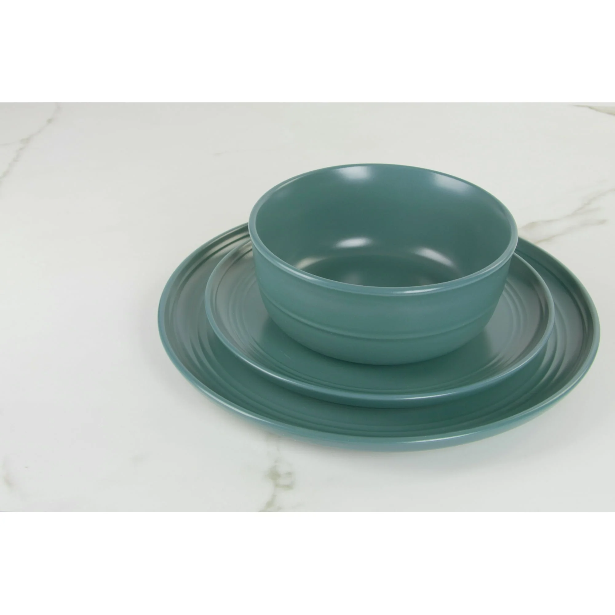 10 Strawberry Street Double Line 10.5" Round Stoneware Dinner Plate, Set of 6, Emerald Green - Image 4