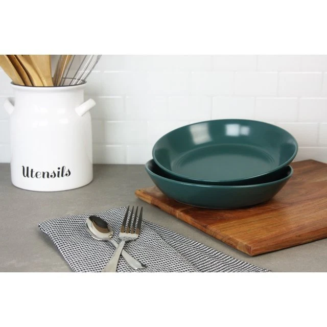 10 Strawberry Street Double Line 9.5"/36 oz Round Dinner Bowl, Set of 2, Emerald Green - Image 3