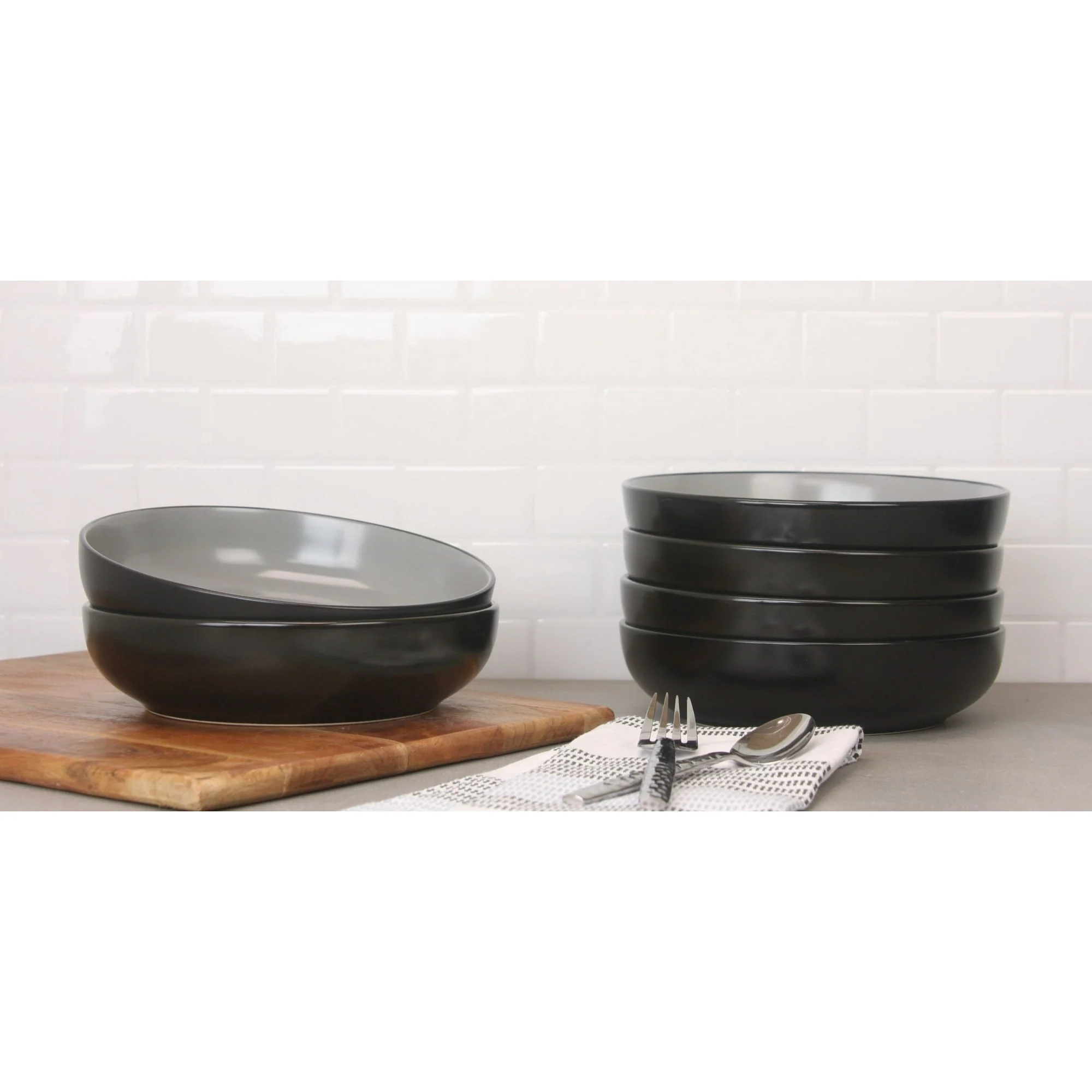 10 Strawberry Street Two Tone Coupe 8.5”/36 Oz. Dinner Bowl Set Of 6, Black/Gray - Image 3