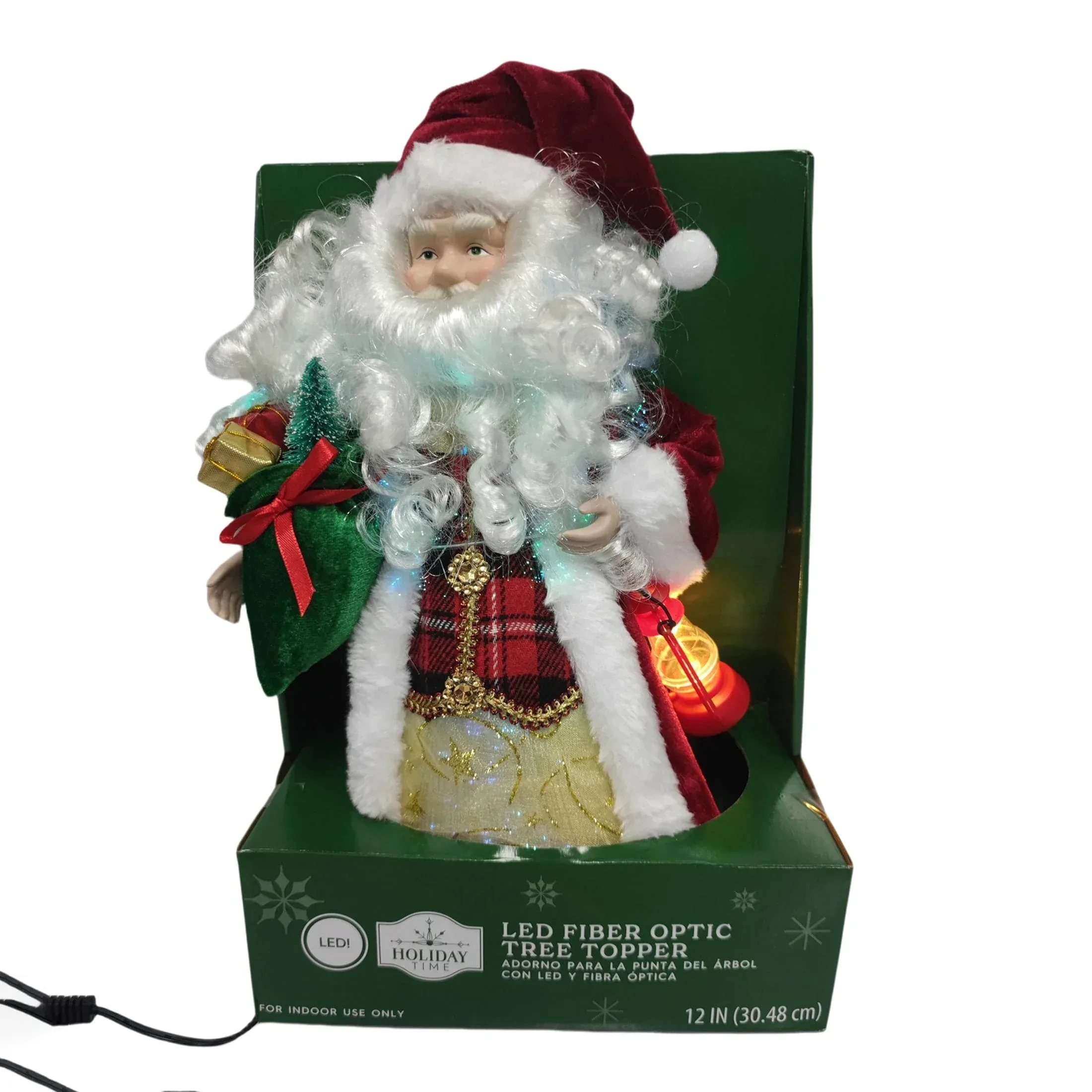 12" LED Fiber Optic Multicolor Santa Christmas Tree Topper, 0.79 lb, by Holiday Time - Image 2