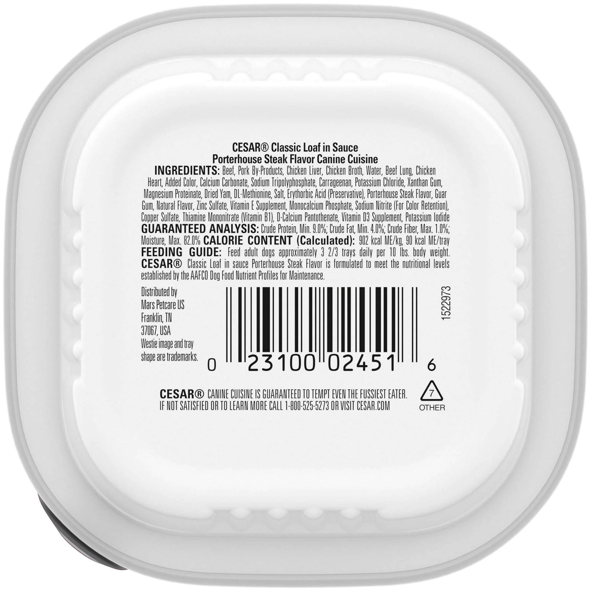 (12 pack) Cesar Classic Loaf In Sauce Porterhouse Steak Wet Dog Food, 3.5 Oz Tray - Image 2