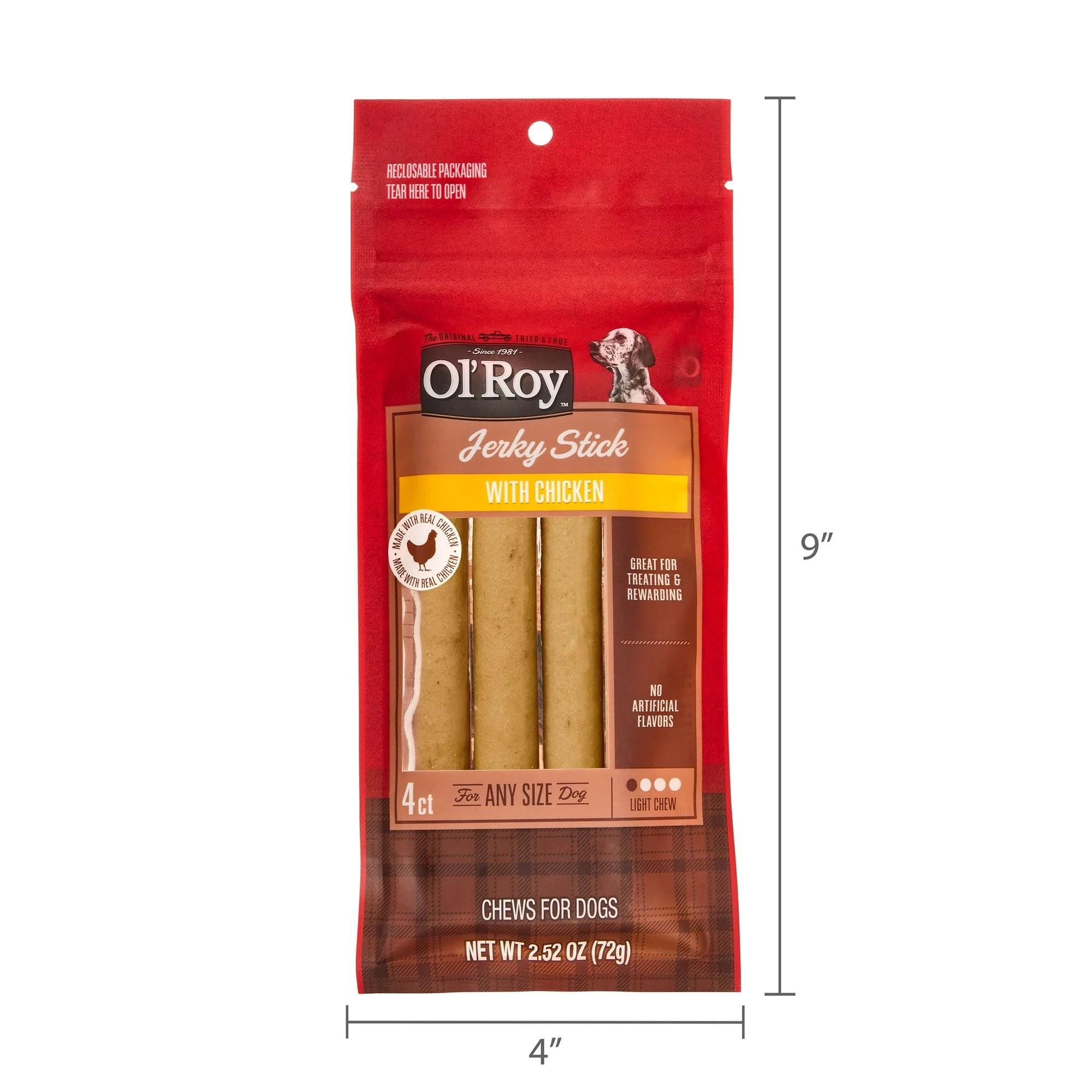(12 pack) Ol' Roy Jerky Stick with Chicken, 2.52 oz, 4 Count - Image 2
