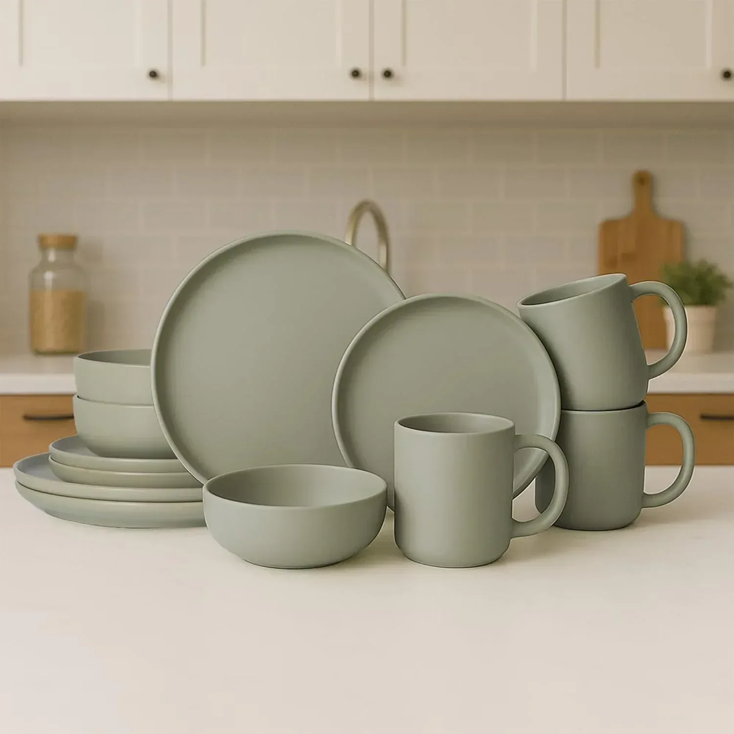 12-Piece Stoneware Dinnerware Set with Mugs | Microwave and Dishwasher Friendly | Stackable Matte Glaze Plates & Bowls | Service for 3 (Black for 3) - Image 11