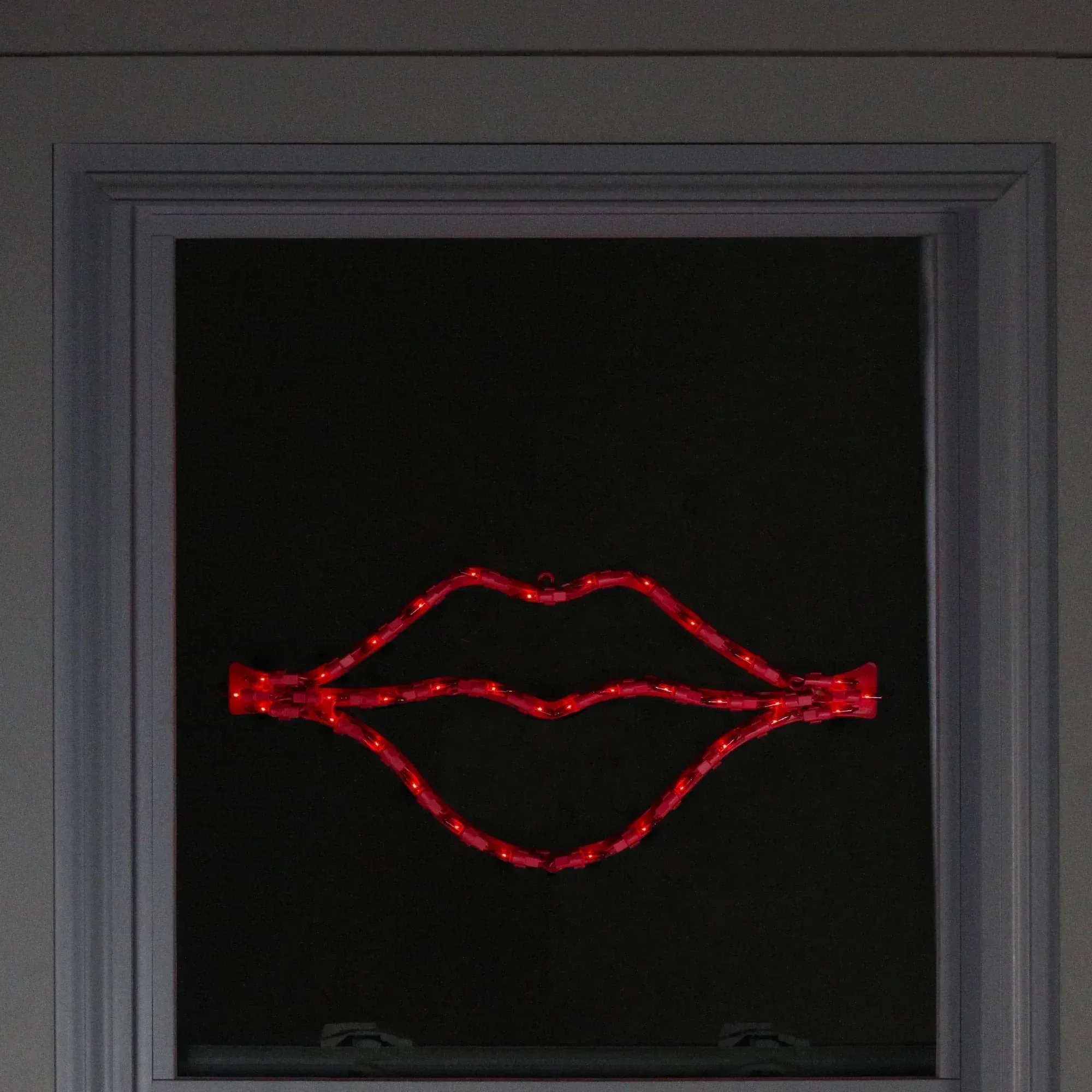 17.5" Lighted Red Lips Valentine's Day Window Silhouette - Image 3