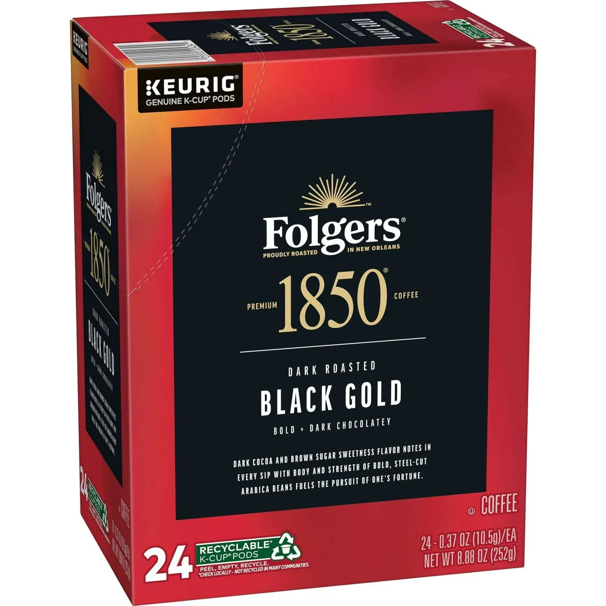 1850 Black Gold, Dark Roast Coffee, Keurig K Cup Pods, 24 Count Box - Image 5