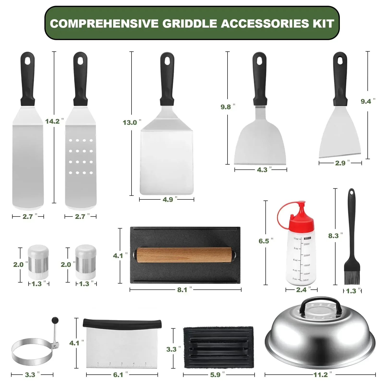 18PCS Griddle Accessories Kit,Flat Top Grill Accessories Set for Blackstone,Stainless Steel Grill Set - Image 5