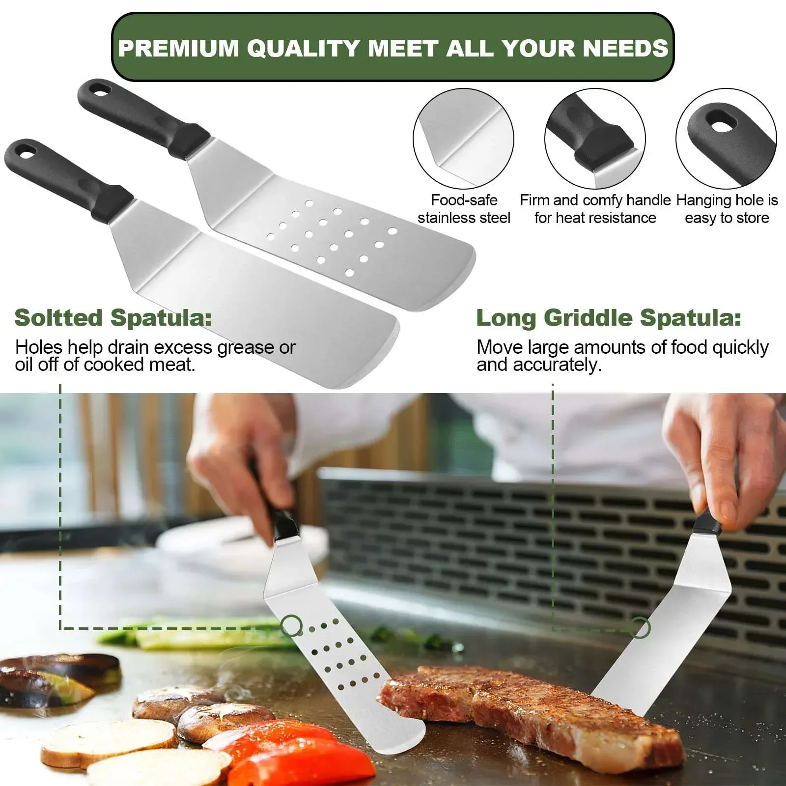 18PCS Griddle Accessories Kit,Flat Top Grill Accessories Set for Blackstone,Stainless Steel Grill Set - Image 8