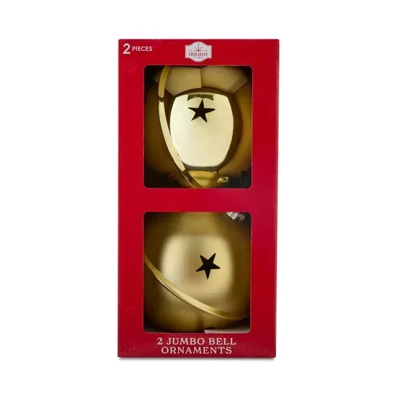 2-Count Gold Jumbo Bell Shatterproof Christmas Ornaments, 7.87 in, by Holiday Time - Image 7