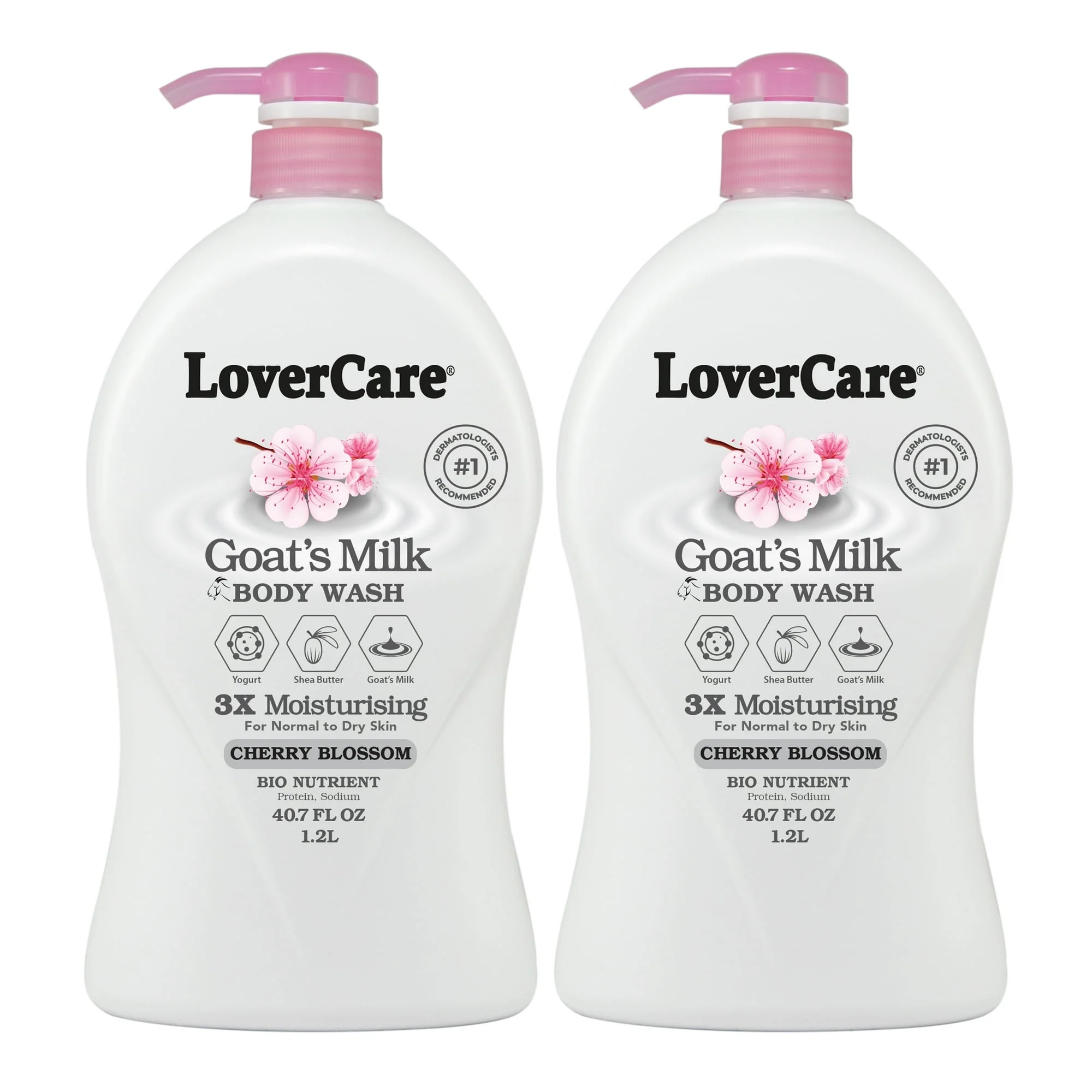 2-Pack LoverCare Goat's Milk Cherry Blossom Body Wash 40.7 fl oz (1200ml)