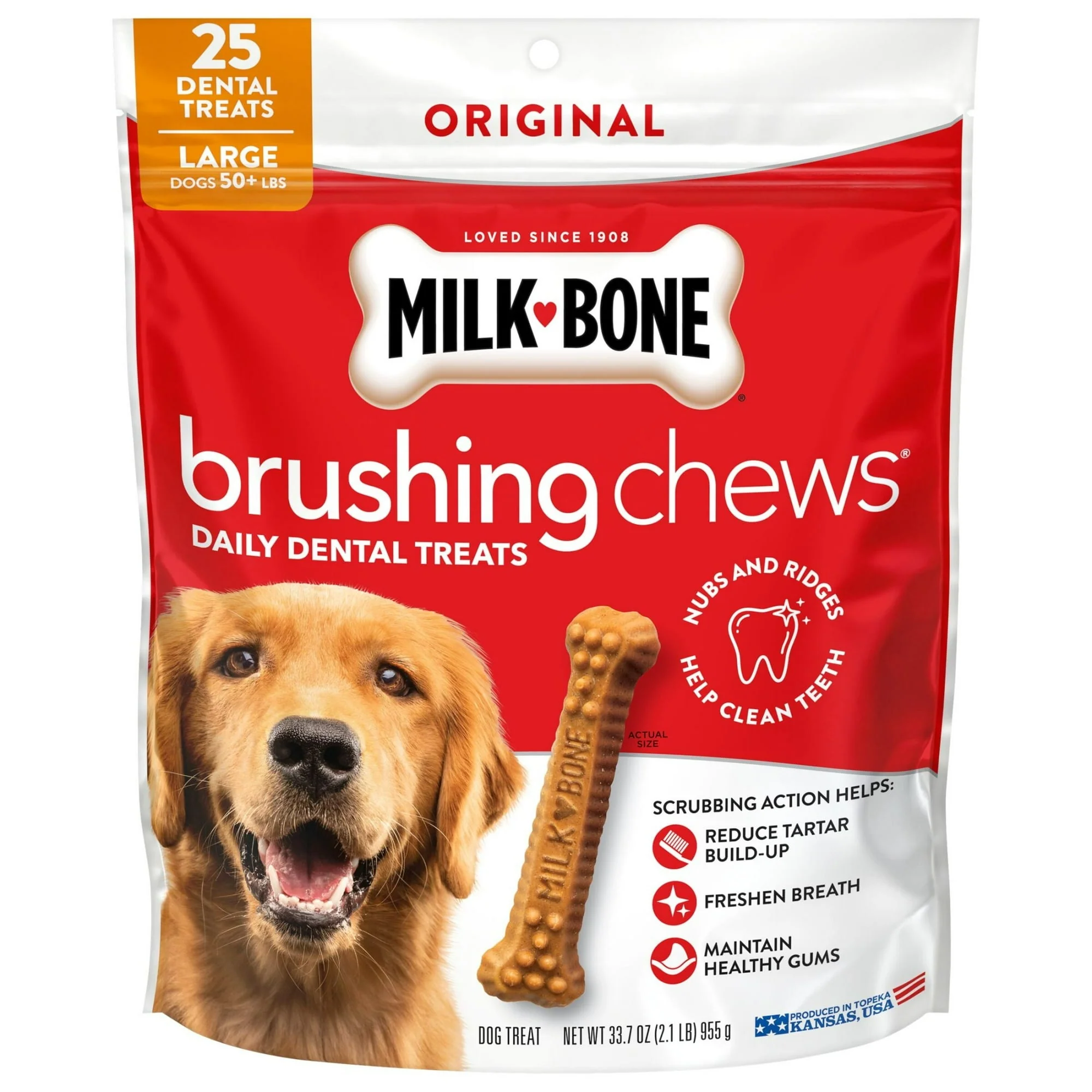 (2 pack) Milk Bone Brushing Chews Original Chicken Flavor Daily Dental Dog Treats, Large, 33.7 oz Bag - Image 2