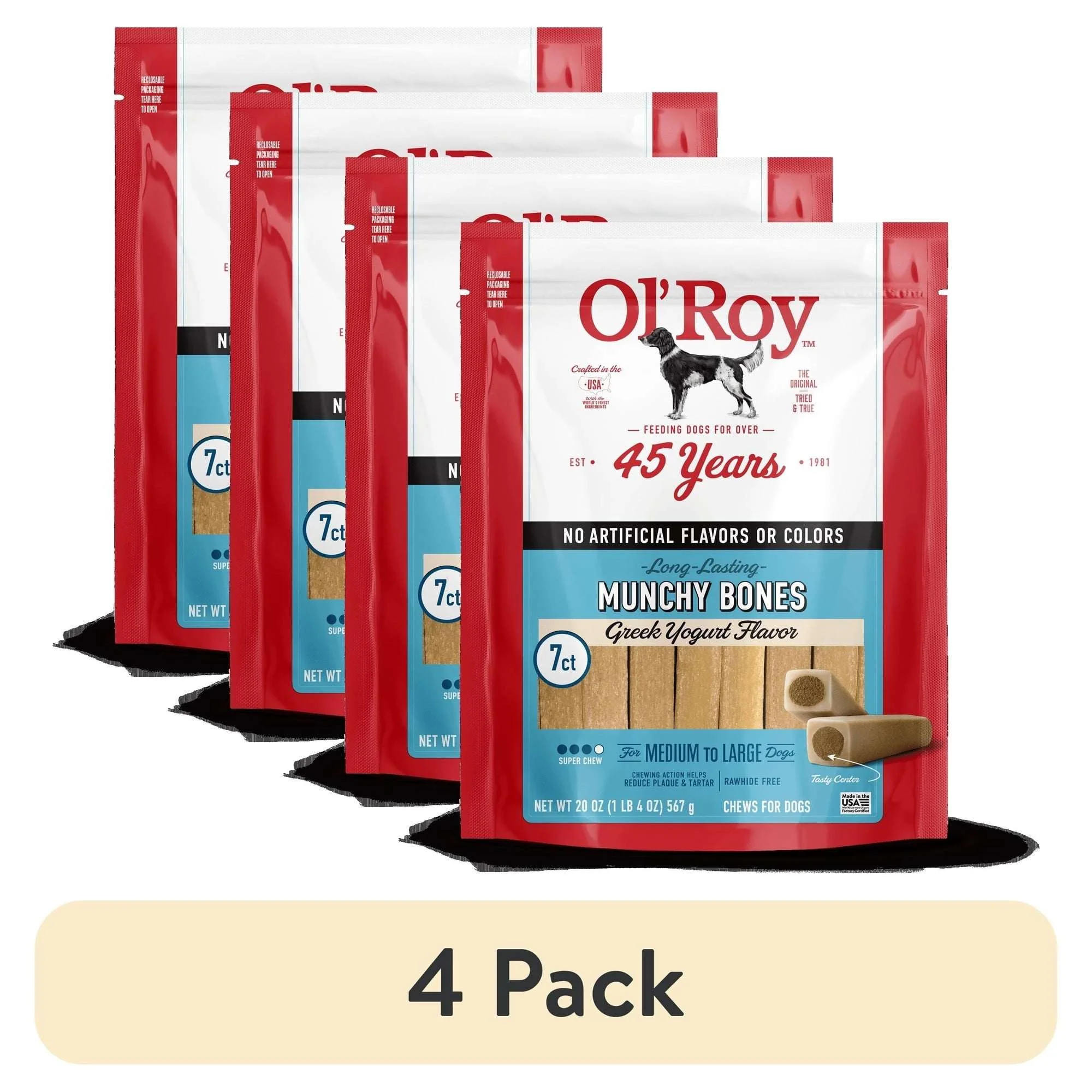 (2 pack) Ol' Roy Long-Lasting Flavor Munchy Bones Chews for Dogs, 7 count, 20 oz - Image 10