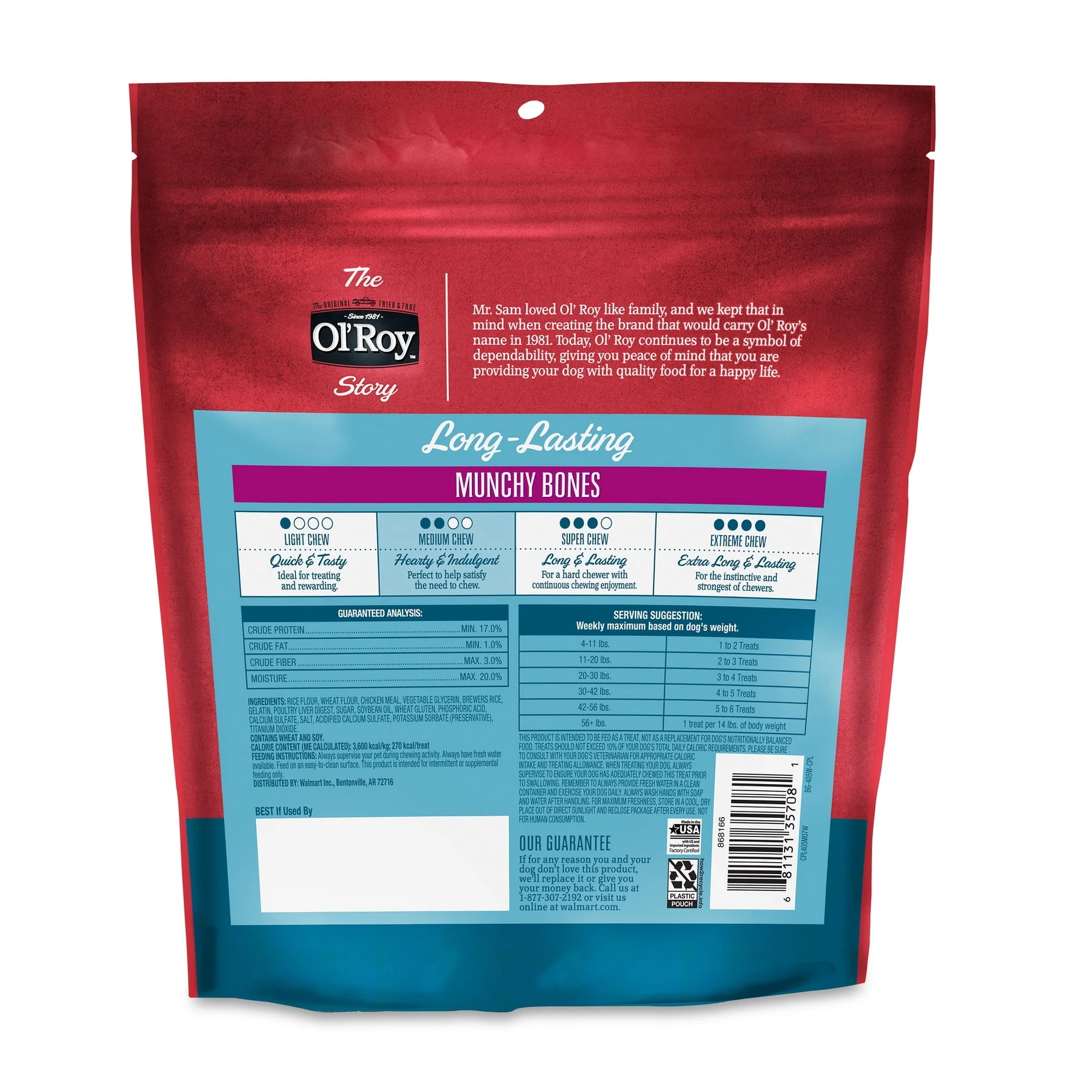 (2 pack) Ol' Roy Long-Lasting Flavor Munchy Bones Chews for Dogs, 7 count, 20 oz - Image 27