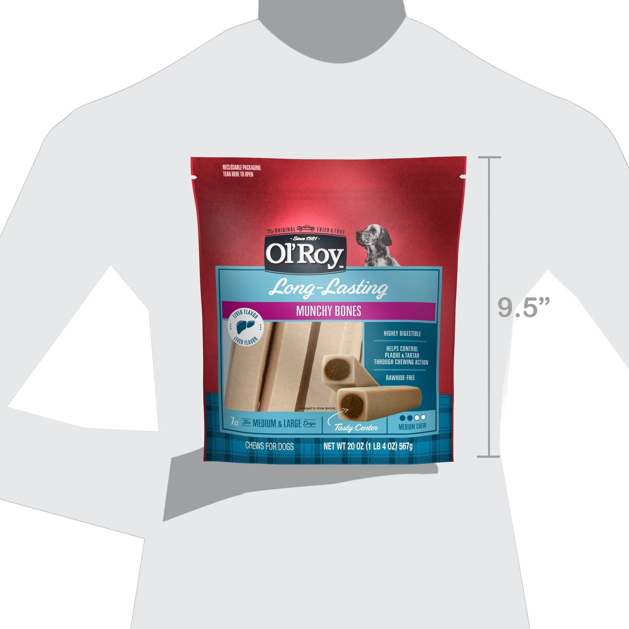 (2 pack) Ol' Roy Long-Lasting Flavor Munchy Bones Chews for Dogs, 7 count, 20 oz - Image 28