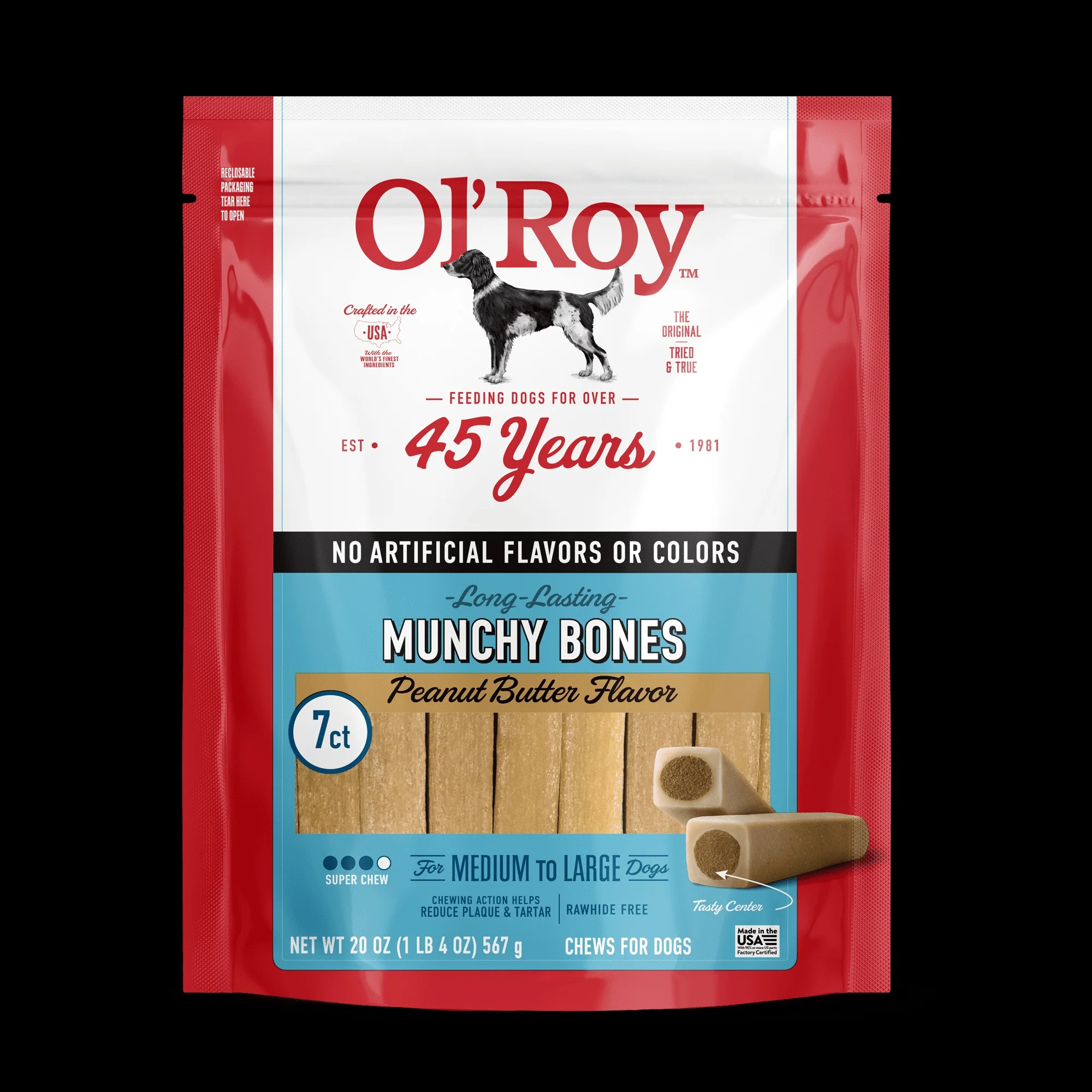 (2 pack) Ol' Roy Long-Lasting Flavor Munchy Bones Chews for Dogs, 7 count, 20 oz - Image 31