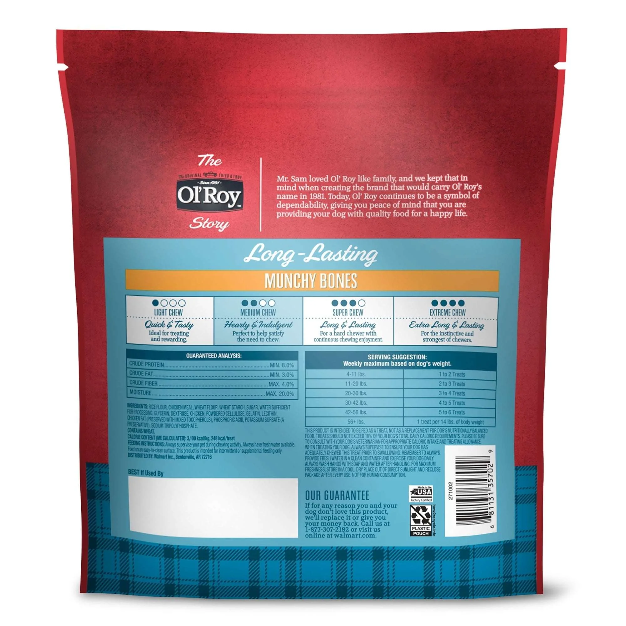 (2 pack) Ol' Roy Long-Lasting Flavor Munchy Bones Chews for Dogs, 7 count, 20 oz - Image 8