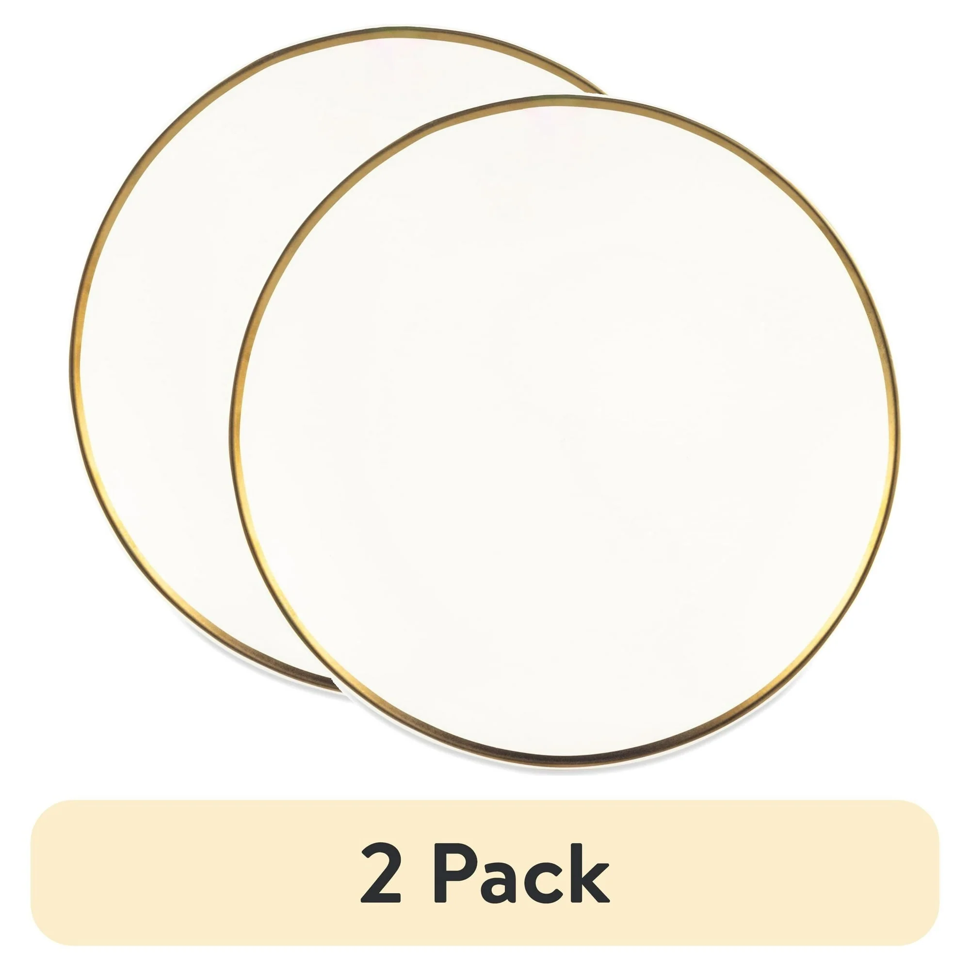 (2 pack) Thyme & Table Everest Ceramic Dinner Plate Off-White with Gold Rim