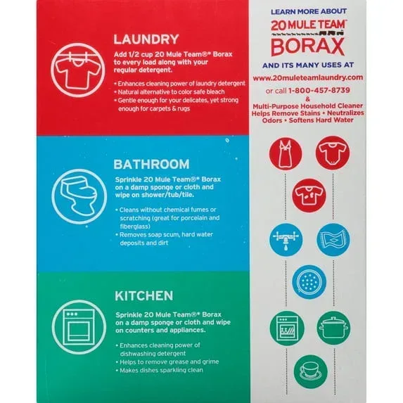 20 Mule Team All Natural Borax Detergent Booster & Multi-Purpose Household Cleaner, 65 Ounce - Image 4