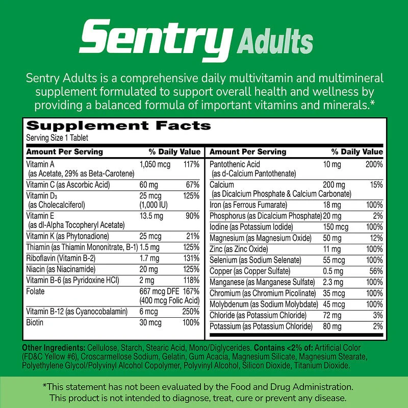 21st Century, Sentry, Adults Multivitamin & Multimineral Supplement, Tablets - Image 13