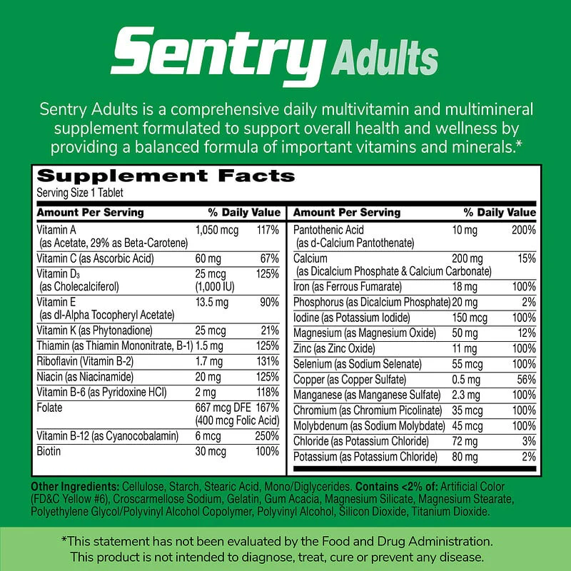 21st Century, Sentry, Adults Multivitamin & Multimineral Supplement, Tablets - Image 4