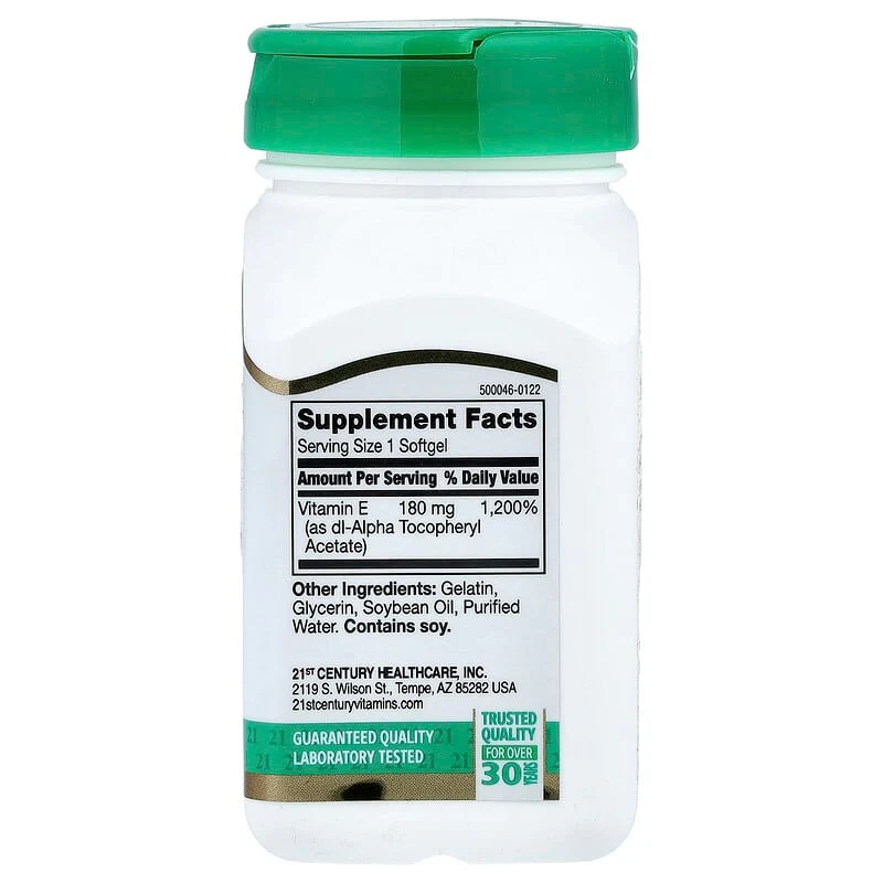 21st Century, Vitamin E, 180 mg (400 IU), Softgels - Image 2