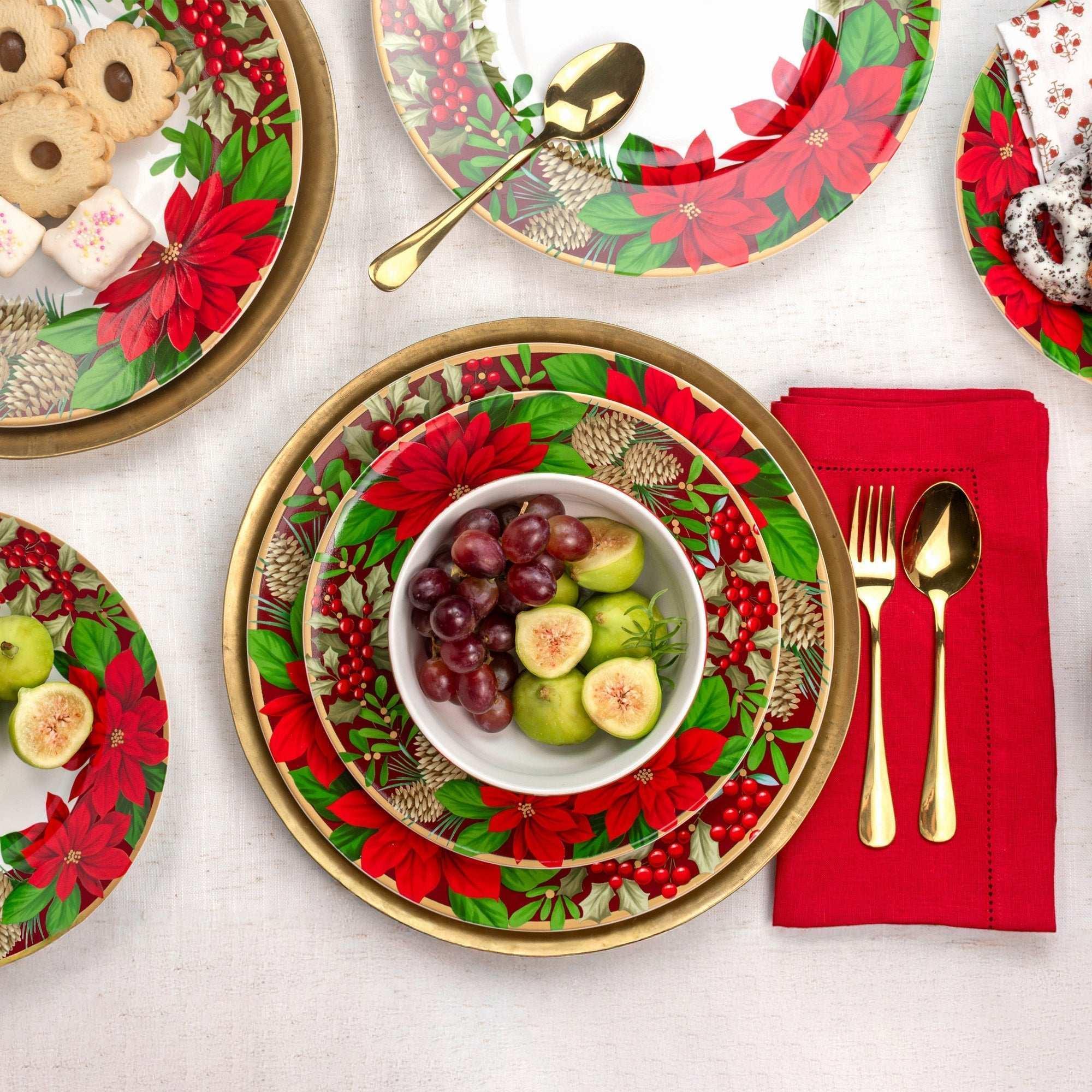 222 Fifth December Blooms 12-piece Dinnerware Set - Image 3