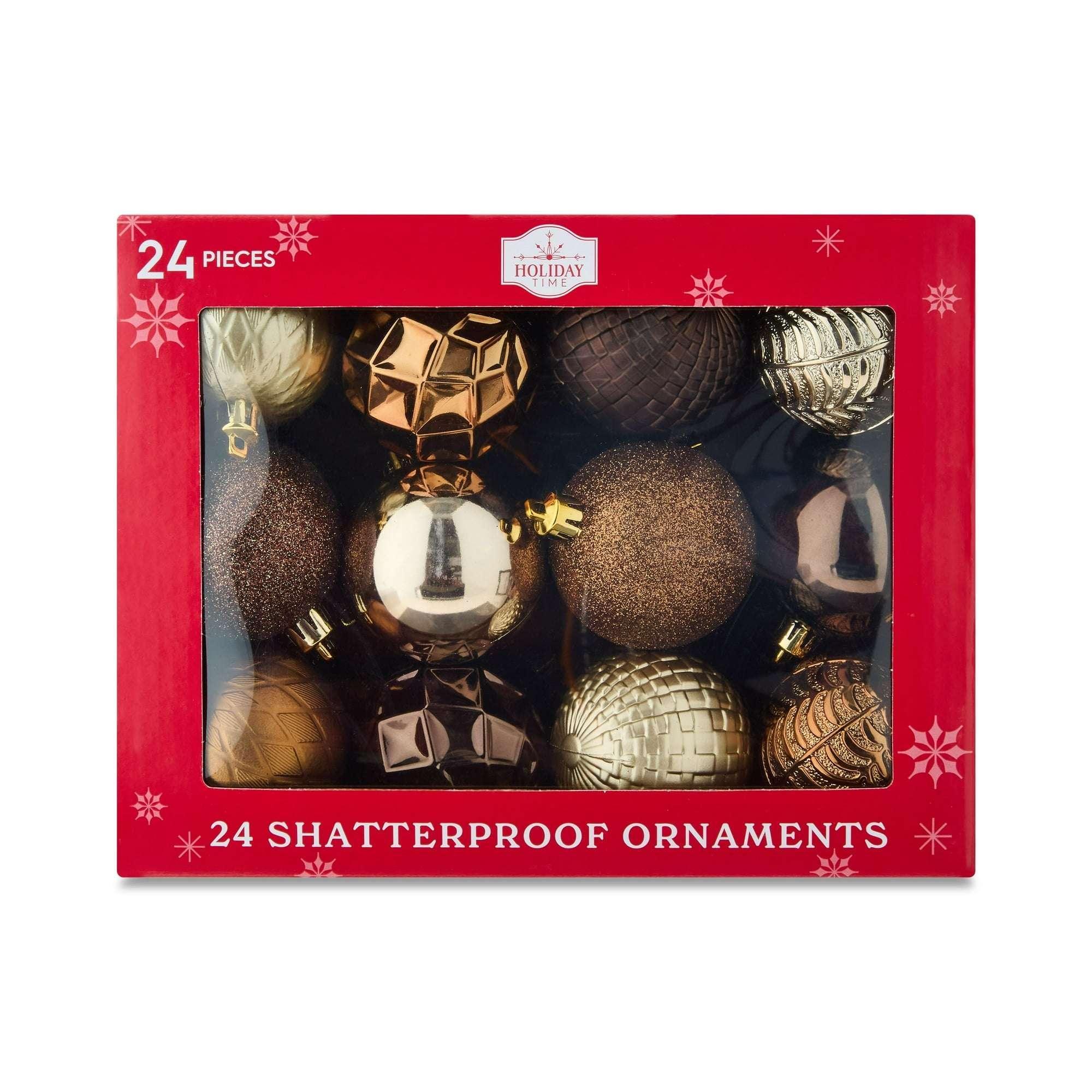 24-Count Red Shatterproof Multi-Textured Christmas Ornaments, 2.36 in, by Holiday Time - Image 2