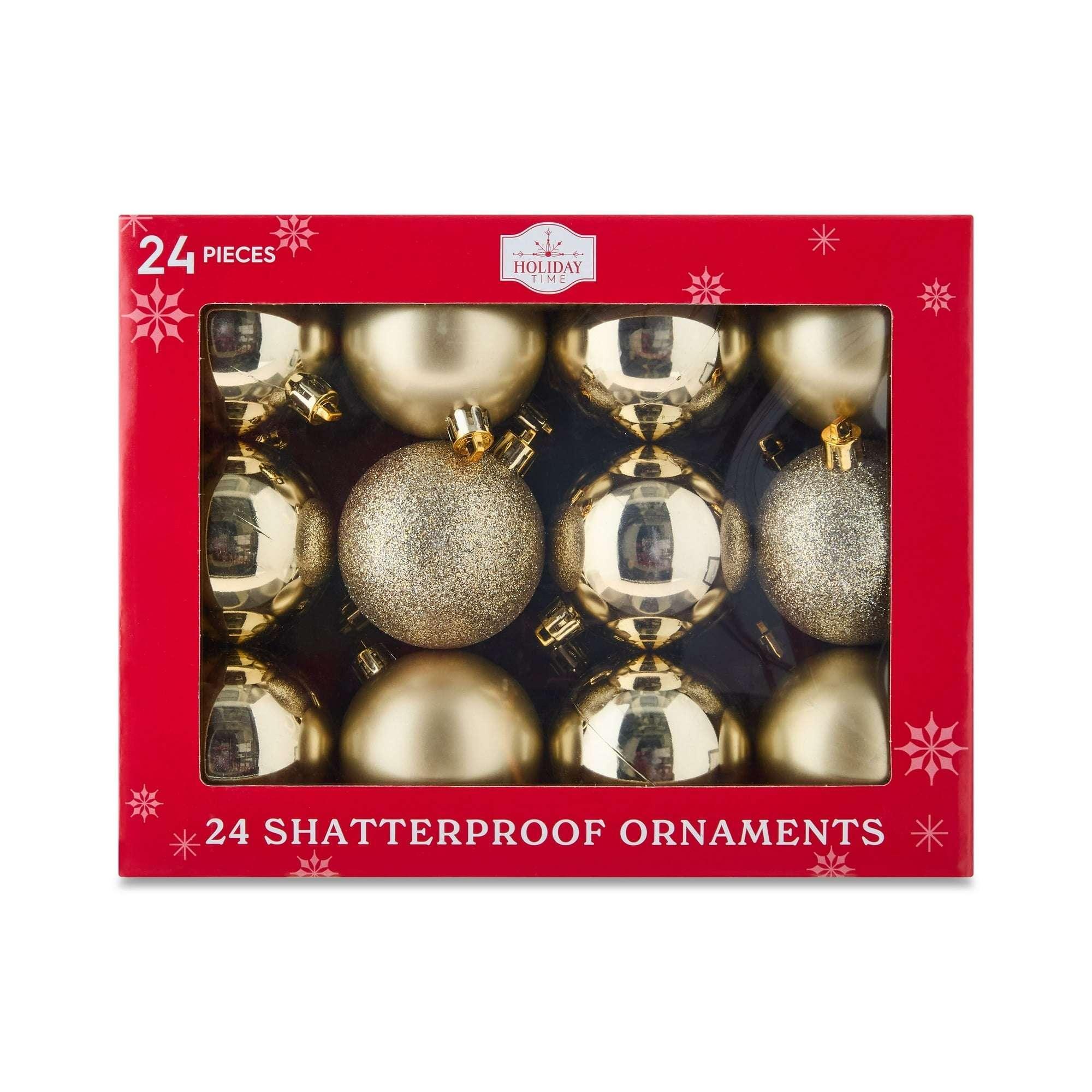 24-Count Red Shatterproof Multi-Textured Christmas Ornaments, 2.36 in, by Holiday Time - Image 3