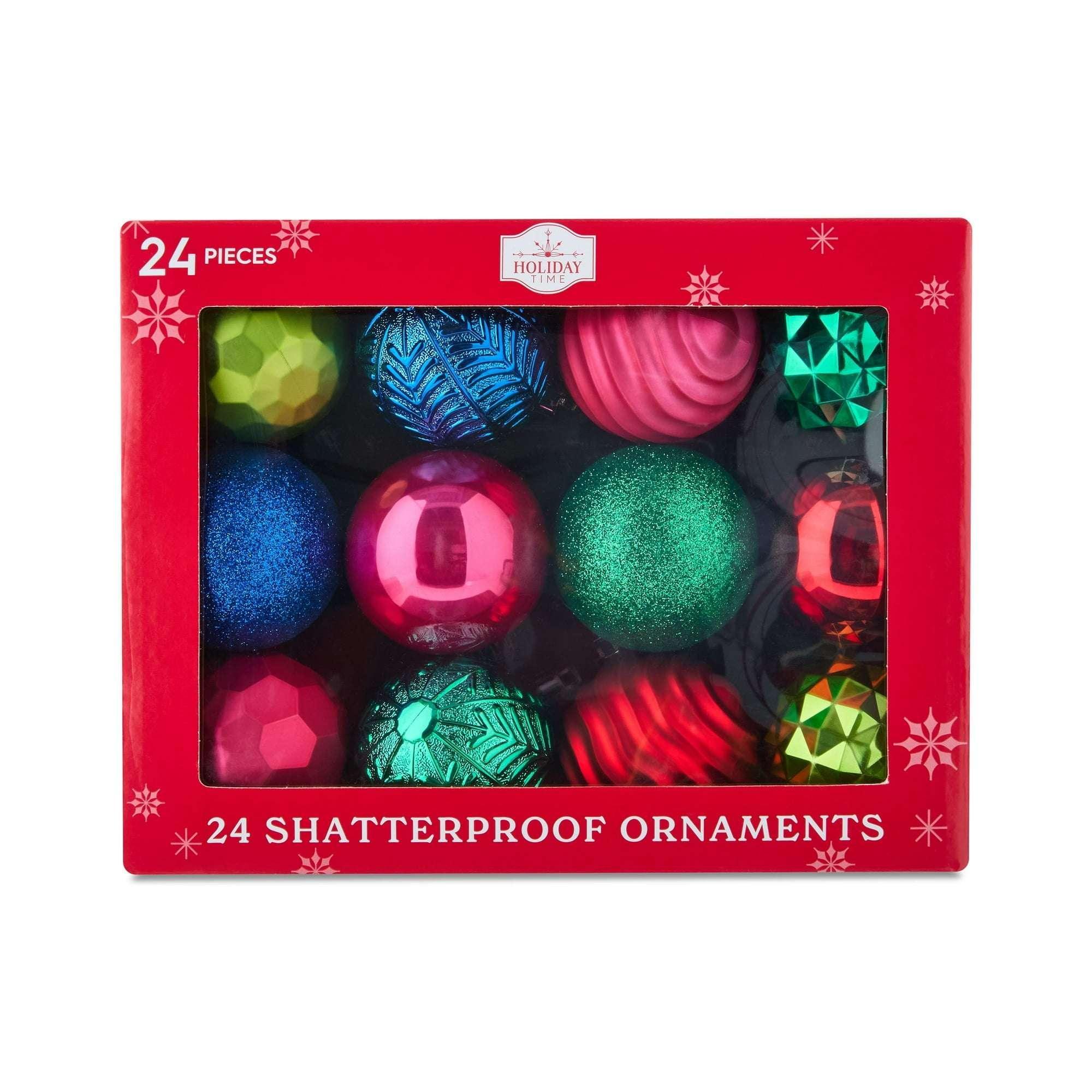 24-Count Red Shatterproof Multi-Textured Christmas Ornaments, 2.36 in, by Holiday Time - Image 4