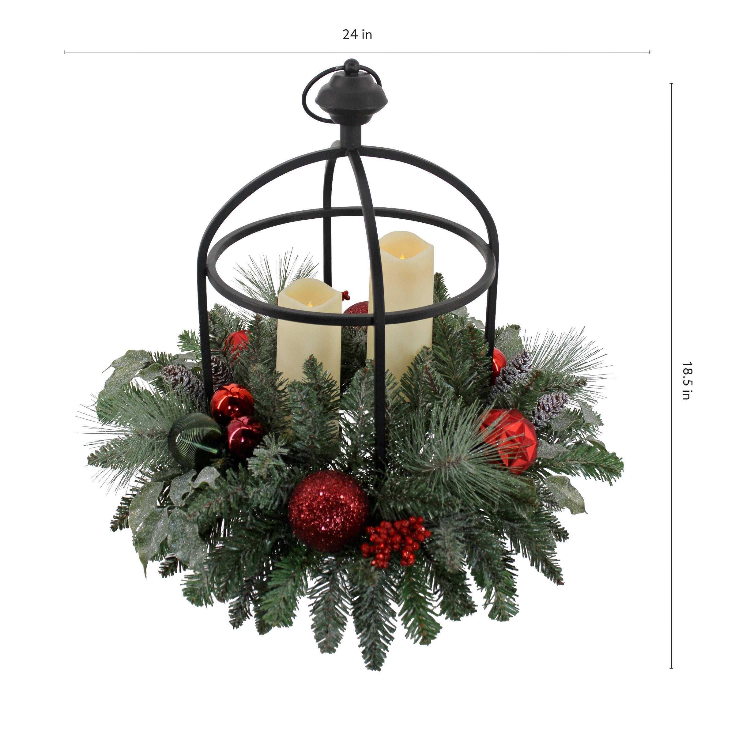 24” Holiday Artificial Centerpiece with LED Candles - Image 2