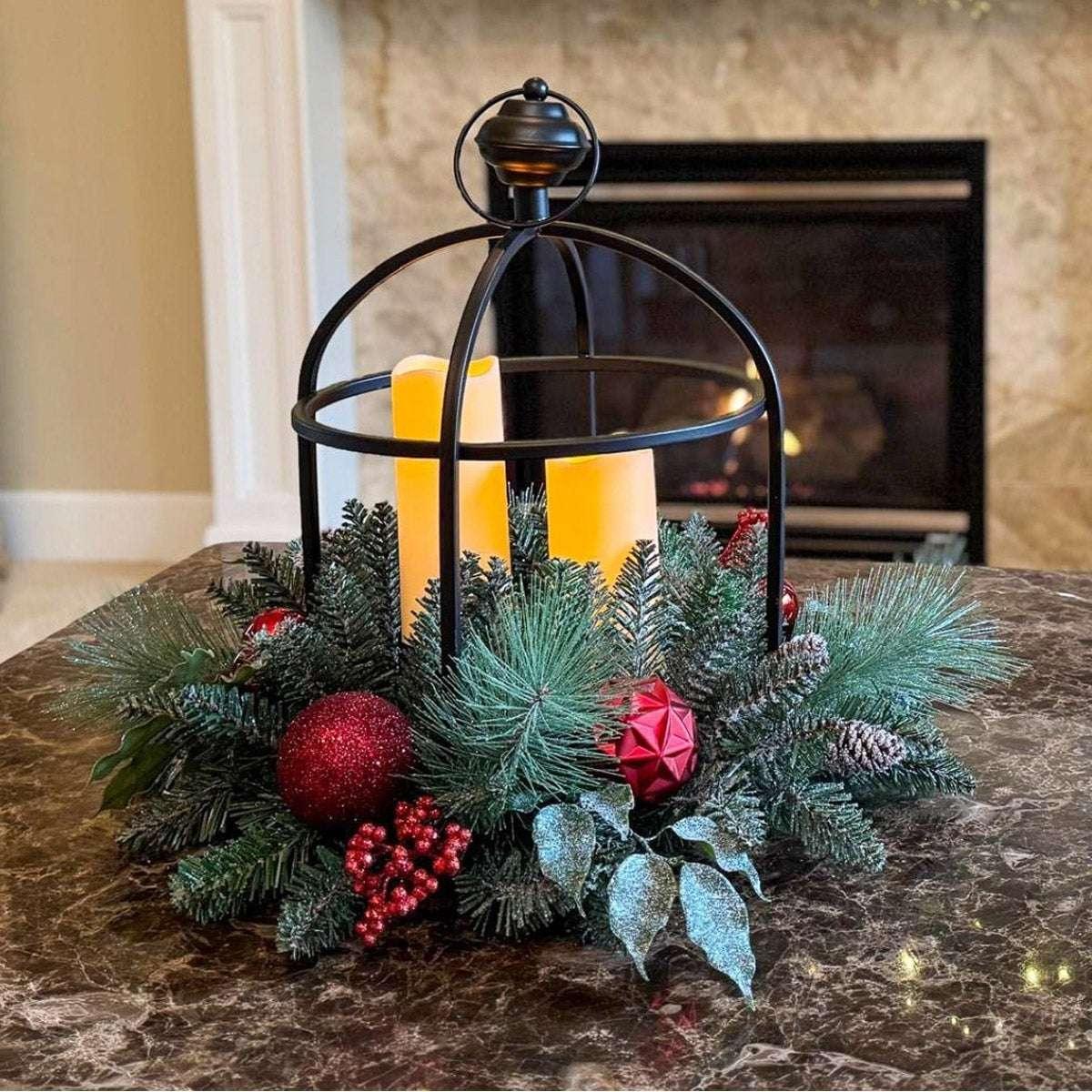 24” Holiday Artificial Centerpiece with LED Candles - Image 3
