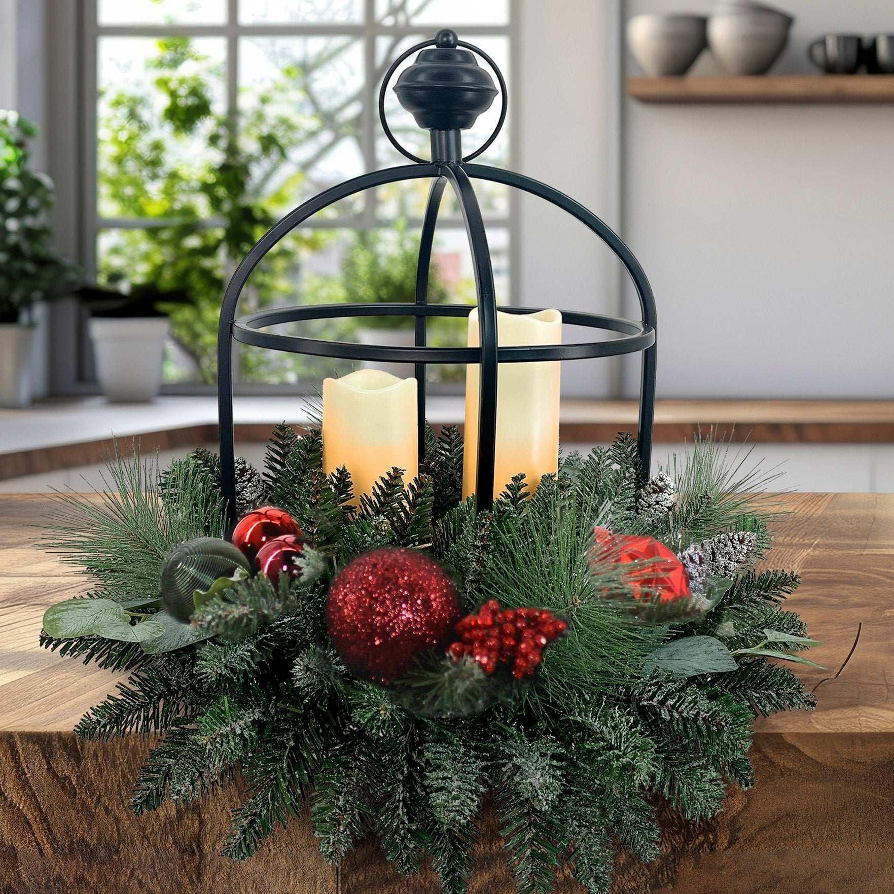24” Holiday Artificial Centerpiece with LED Candles - Image 4