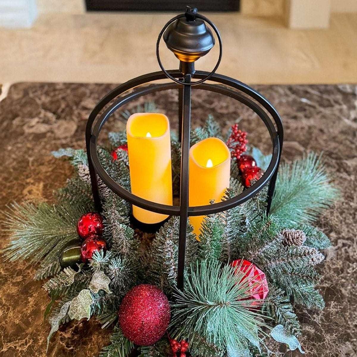 24” Holiday Artificial Centerpiece with LED Candles - Image 5