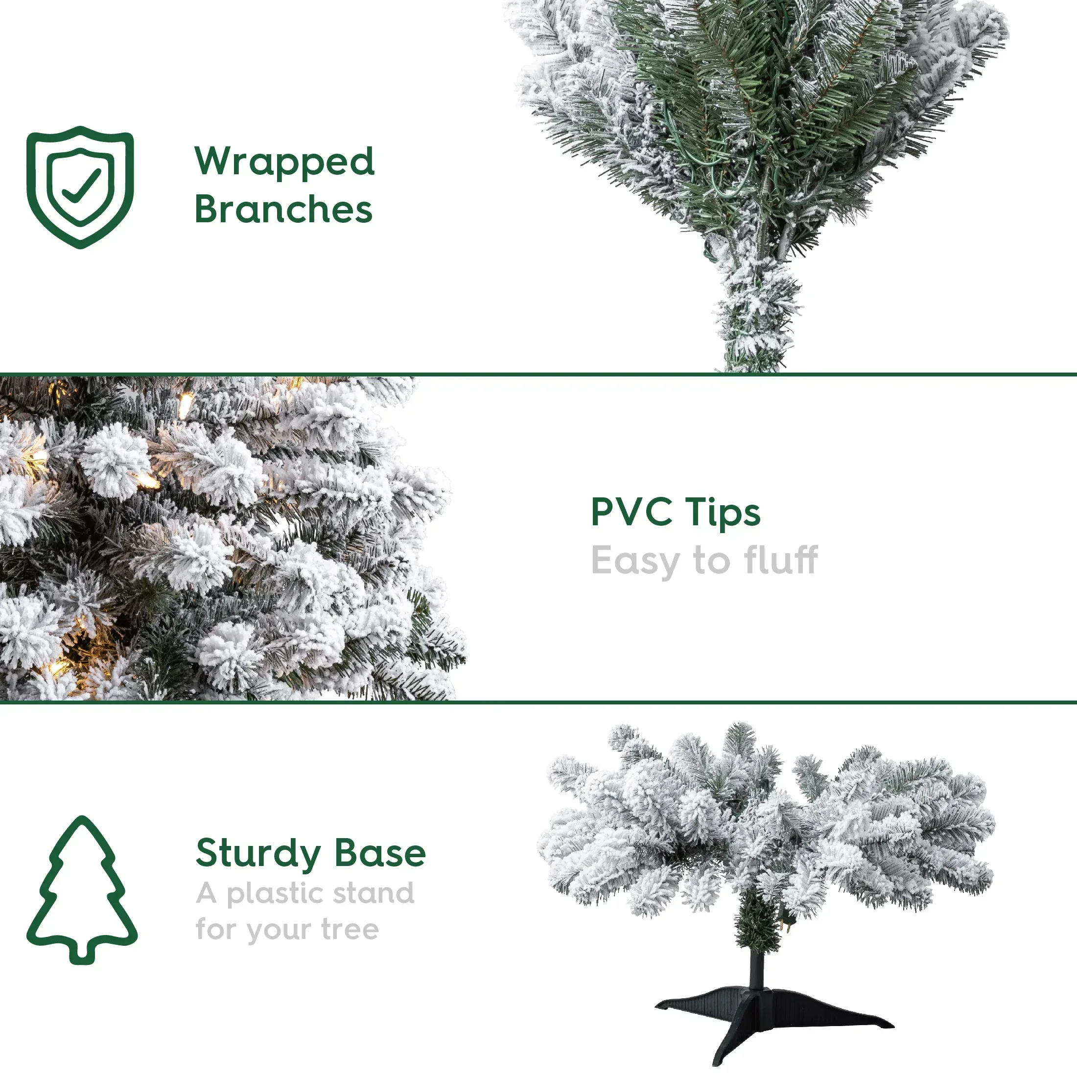 24 in Pre-Lit Cooper Flocked Spruce Artificial Christmas Tree with 35 Clear LED Lights and Stand, by Holiday Time - Image 4