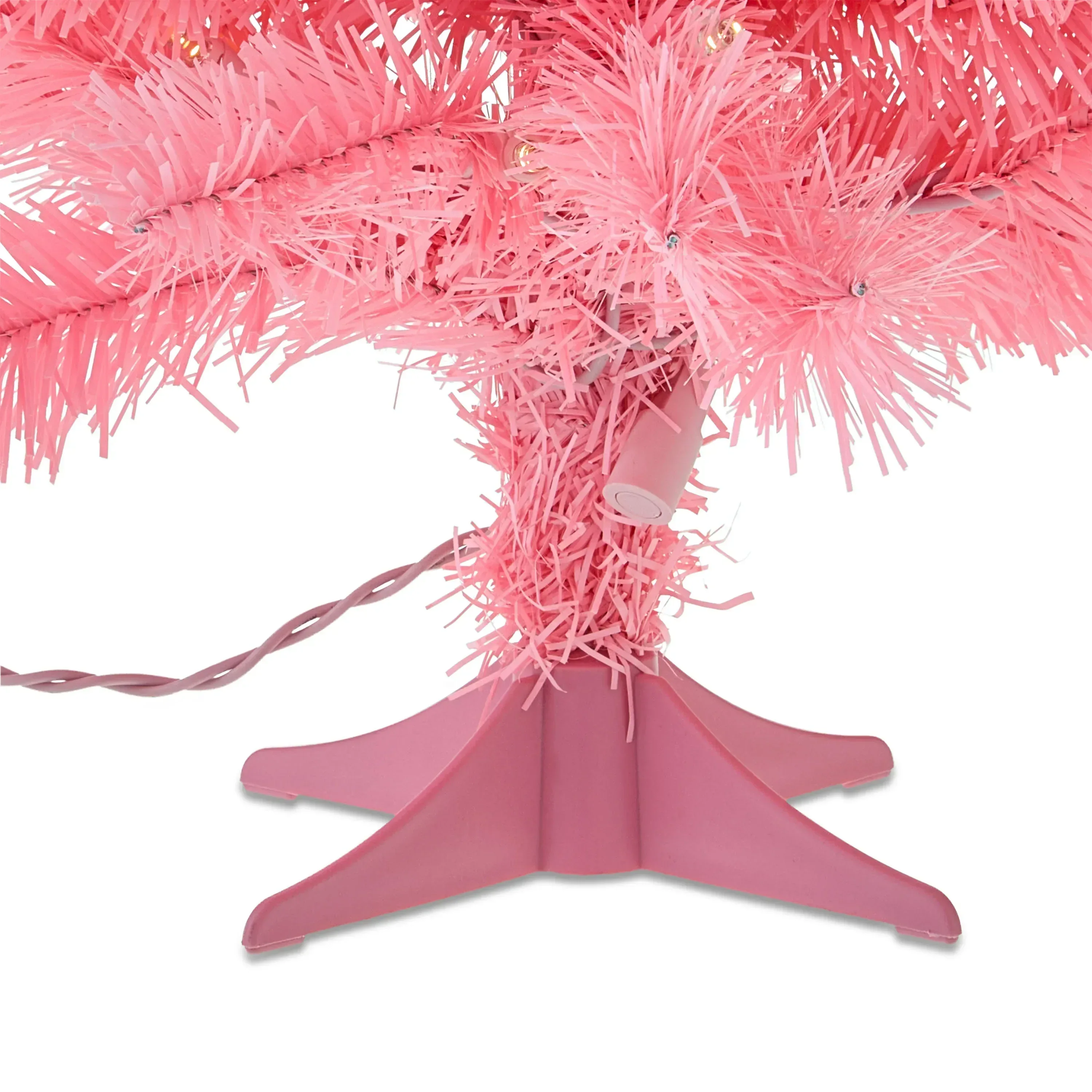 24 in Pre-Lit Pink Artificial Christmas Tree with 35 Warm White LED Lights and Stand, by Holiday Time - Image 2