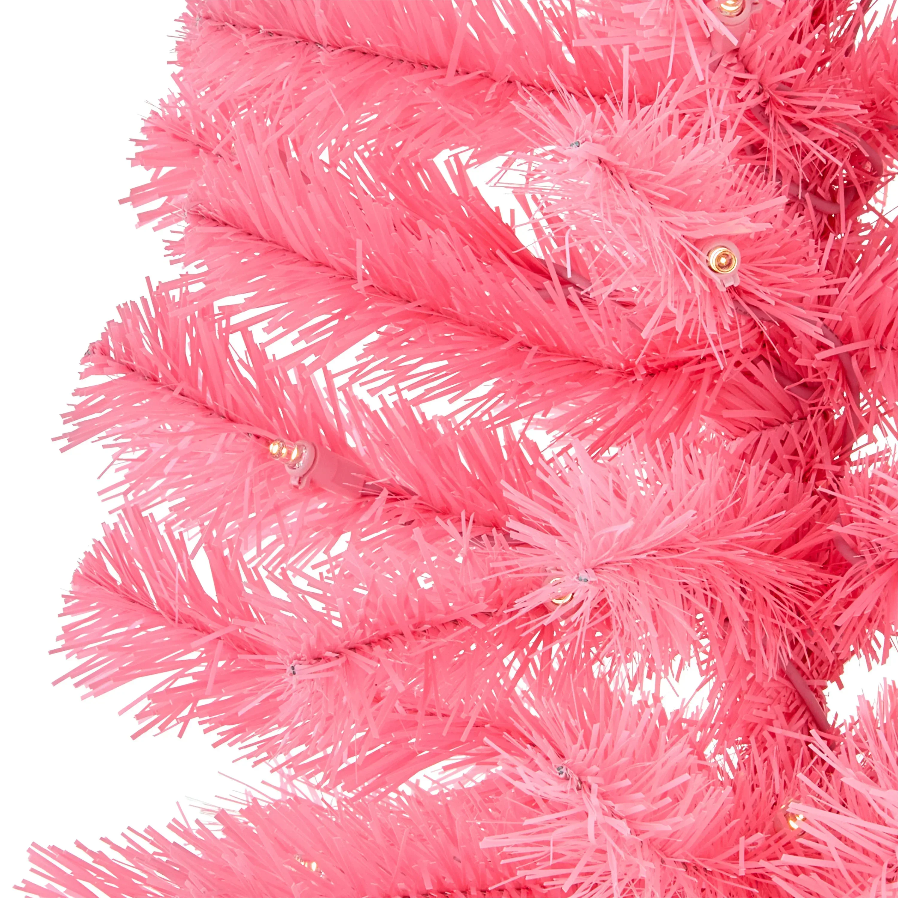 24 in Pre-Lit Pink Artificial Christmas Tree with 35 Warm White LED Lights and Stand, by Holiday Time - Image 3