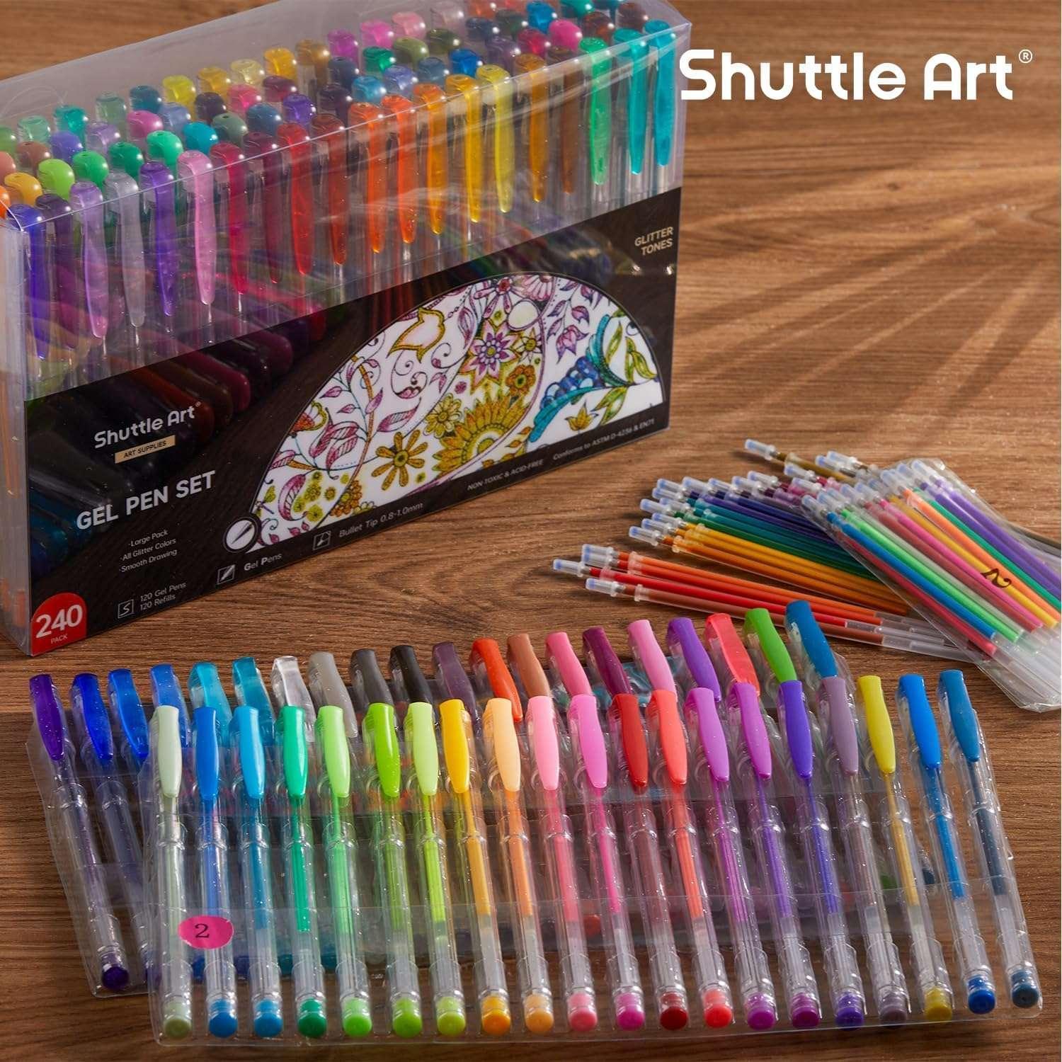240 Pack Glitter Gel Pens, Shuttle Art 120 Colors Glitter Gel Pen Set with 120 Refills for Adult Coloring Books Craft Doodling - Image 8