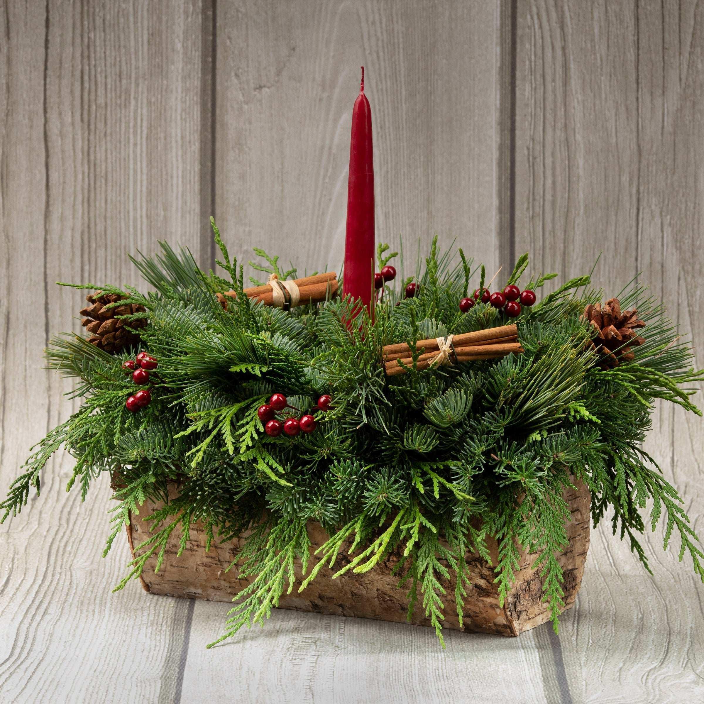 28" Fresh Cinnamon Stick Wreath and Birch Log Centerpiece Bundle - Image 2