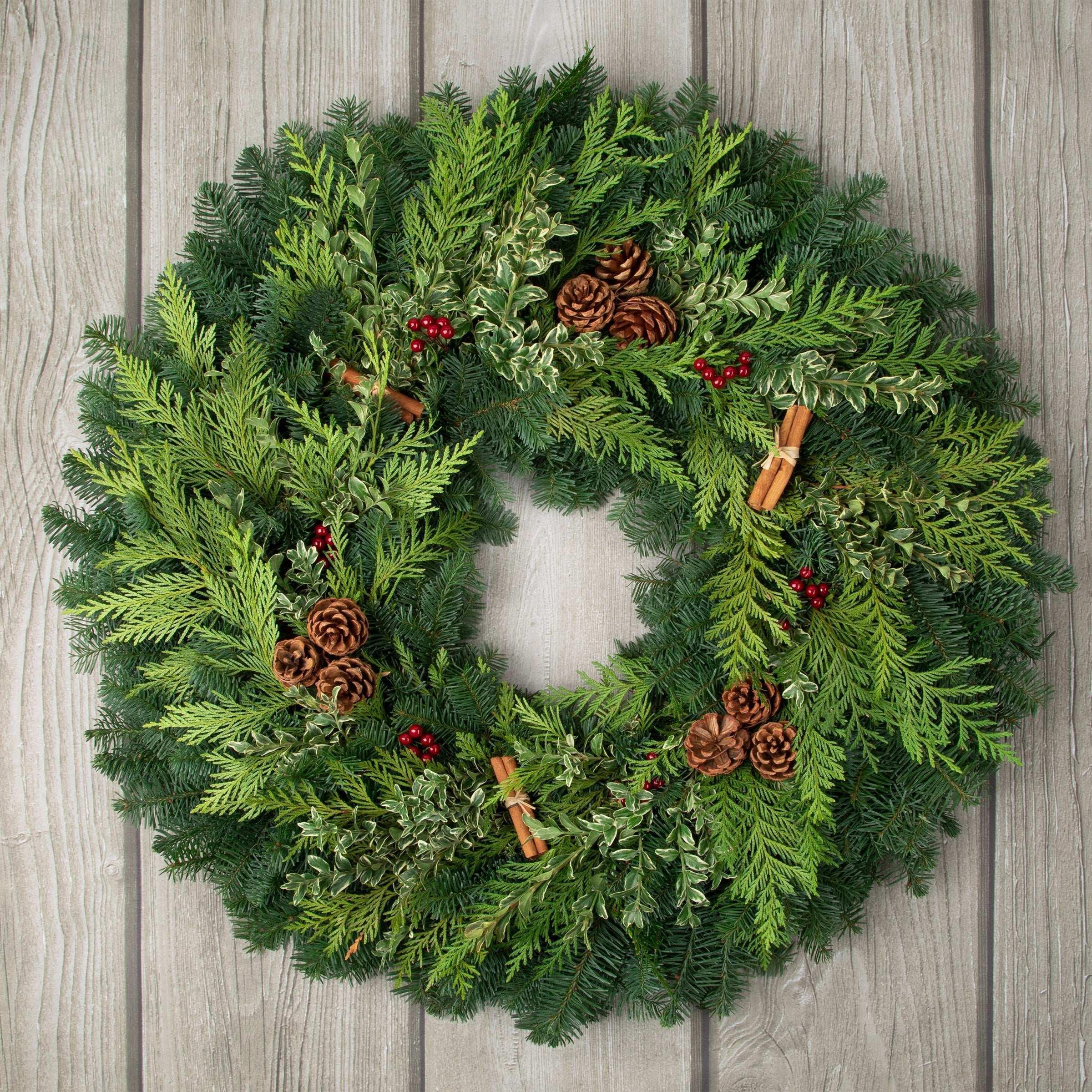 28" Fresh Cinnamon Stick Wreath and Birch Log Centerpiece Bundle - Image 3
