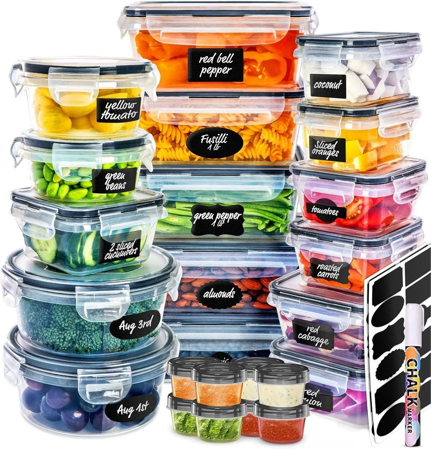 2Pack 1860ml/ 63oz Large Glass Storage Containers with Lids, Meal Prep Food Container Set with Snap Airtight Lid for Baking, Microwave, Oven, Leak Proof, for Freezer, Dishwasher, Grey - Image 10