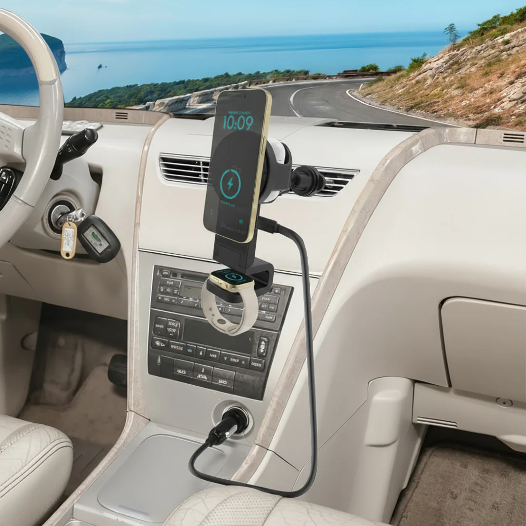 3-in-1 Magcharge Car Mount With Wireless Charging for Phone, Airpods and iWatch - Image 6