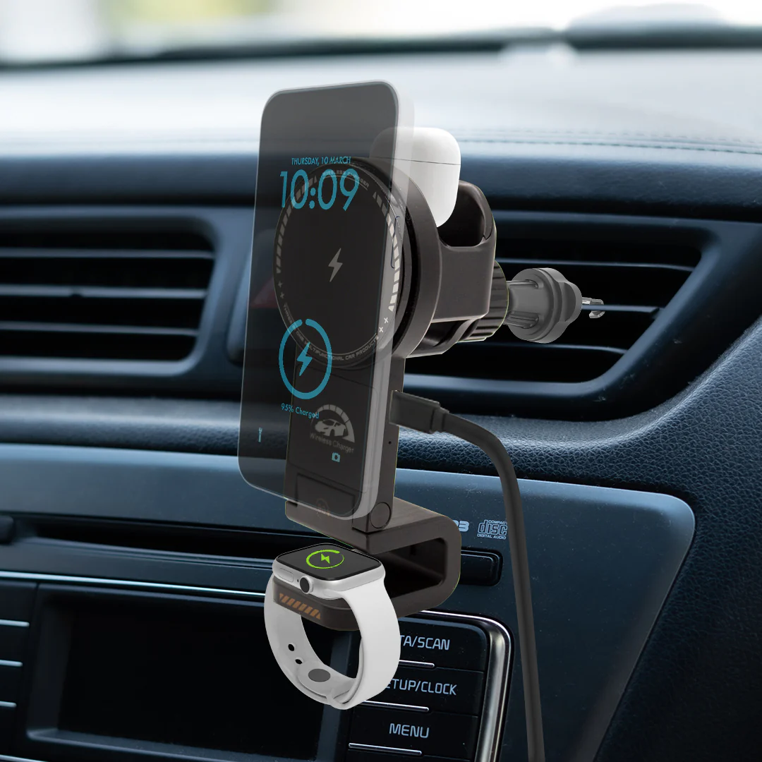 3-in-1 Magcharge Car Mount With Wireless Charging for Phone, Airpods and iWatch - Image 7