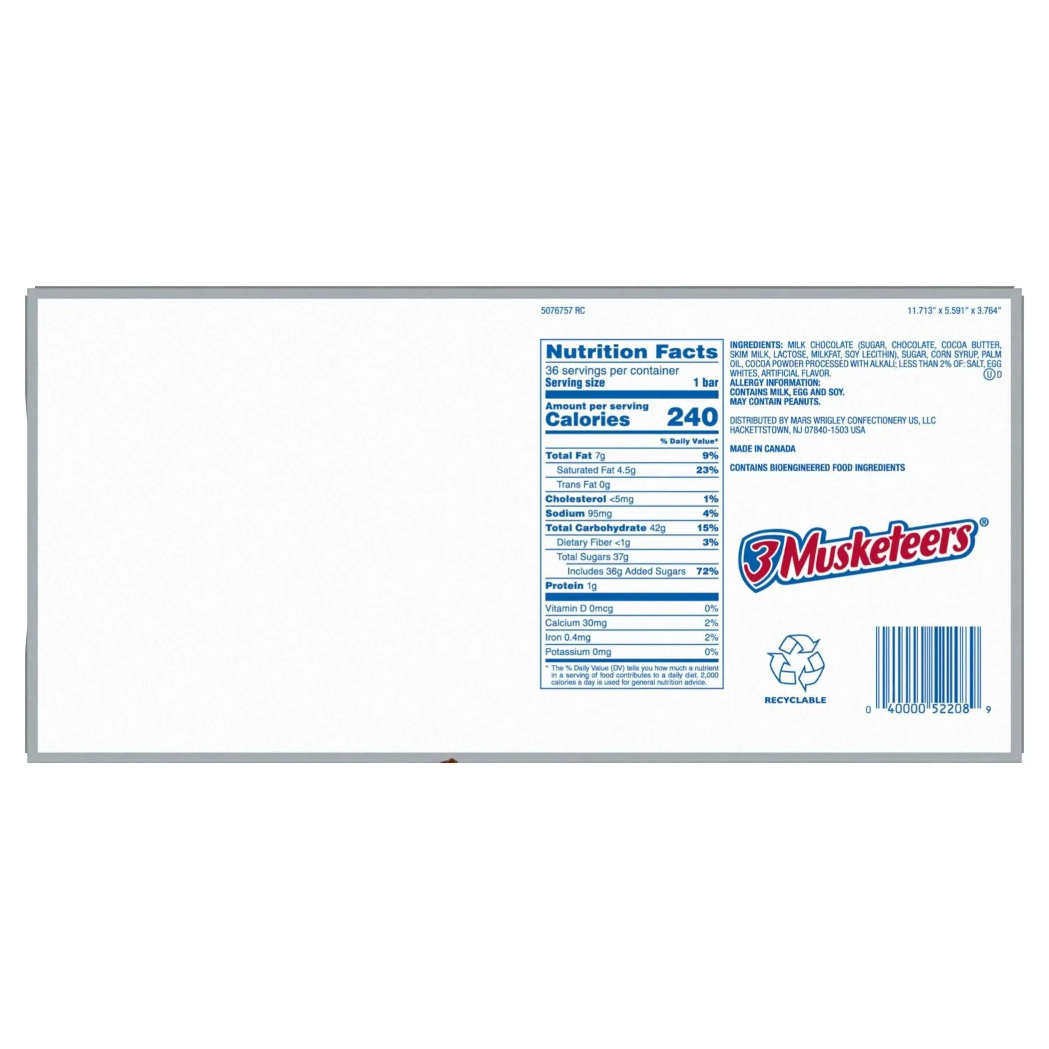 3 Musketeers Chocolate Candy Bar, Full Size, 1.92 oz, 36-count - Image 5