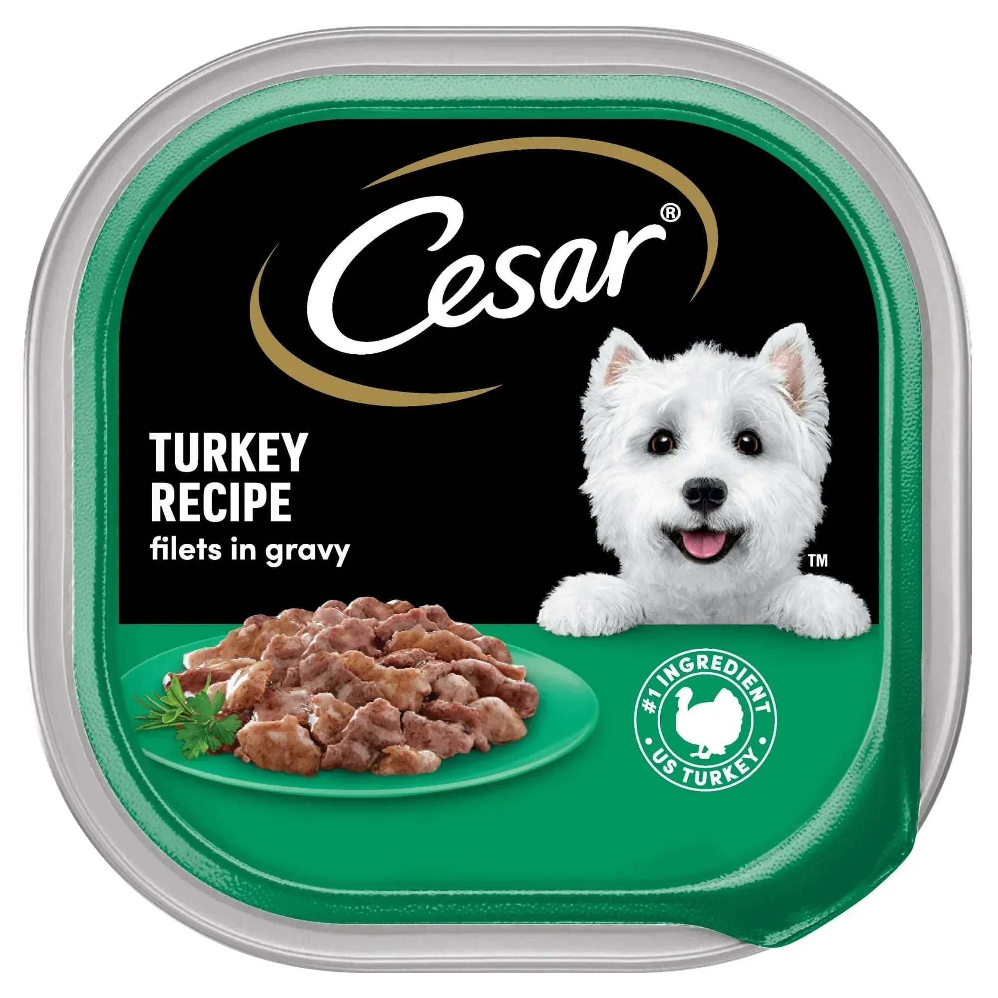 (3 pack) Cesar Filets in Gravy Turkey Recipe Flavor Adult Wet Dog Food, 3.5 oz Tray - Image 2