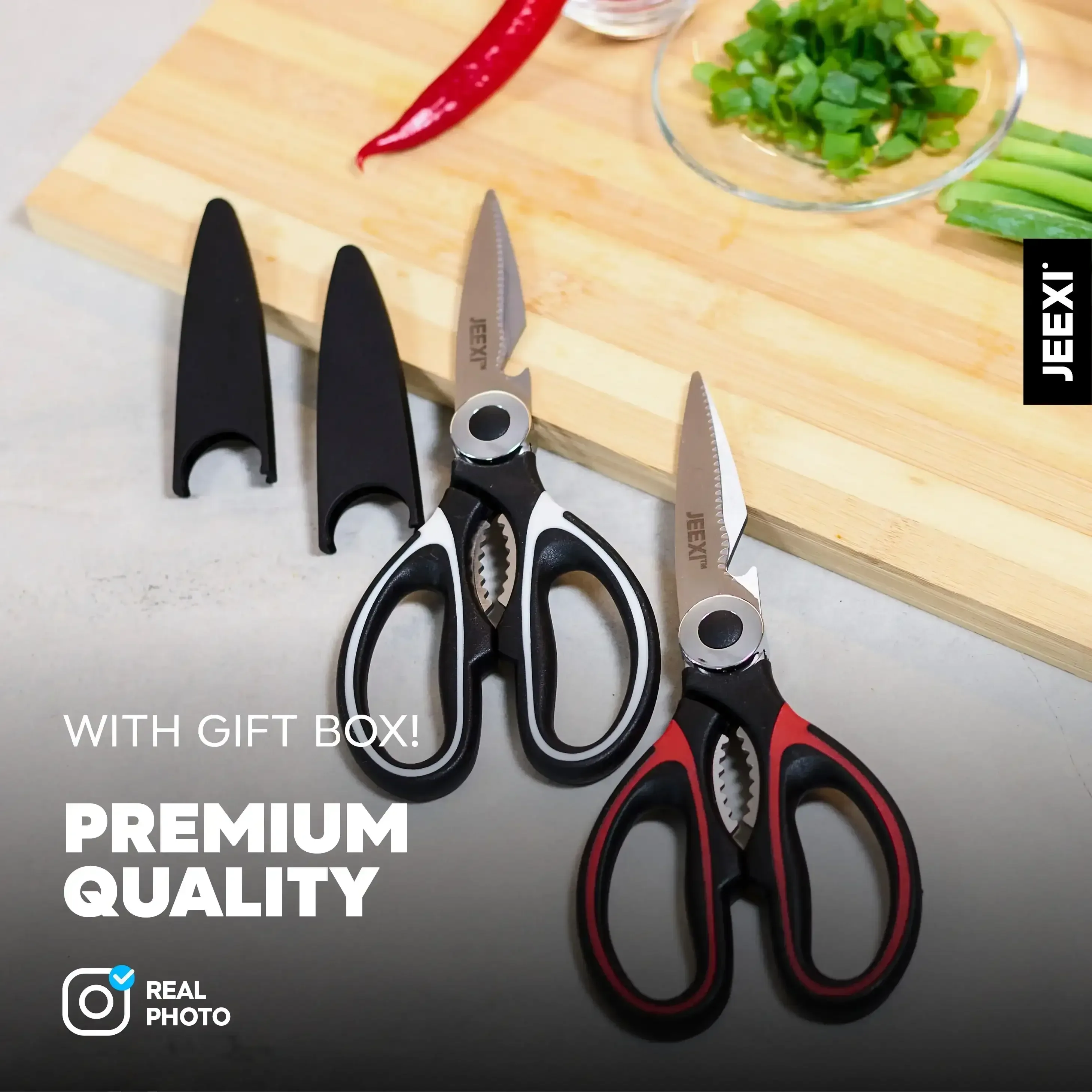 3 Pack Kitchen Scissors, Ultra-Sharp Premium Stainless Steel Heavy Duty Kitchen Shears & Multi Purpose Poultry Shears for Chicken, Poultry, Fish, Meat, Vegetables, Herbs, Bottle opener, Nuts Cracker - Image 5