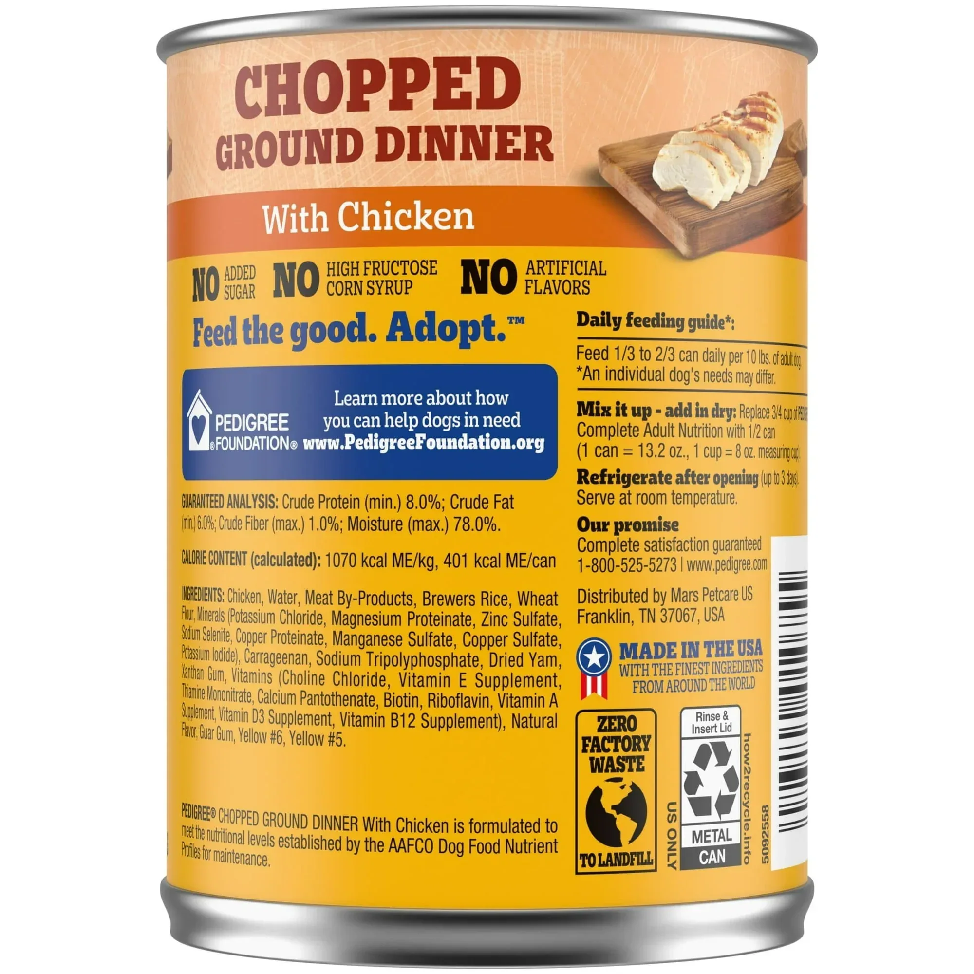 (3 pack) Pedigree Chopped Ground Dinner With Chicken Adult Soft Wet Dog Food, (12) 13.2 oz Cans - Image 3