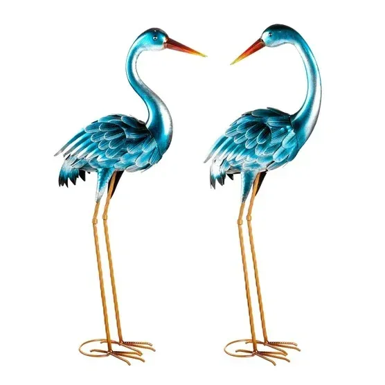 35” Blue Heron Statue Pair - Image 4