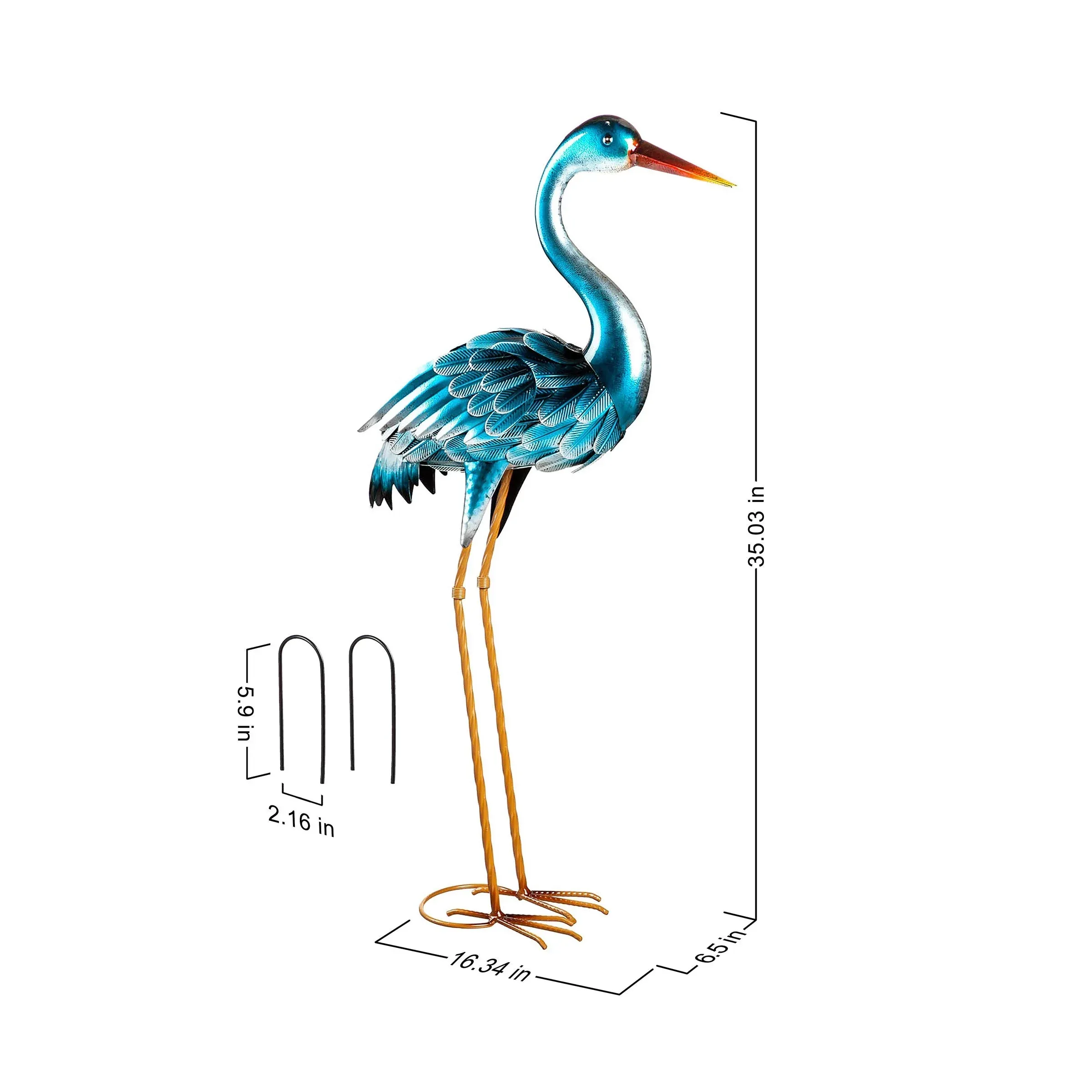 35” Blue Heron Statue Pair - Image 8
