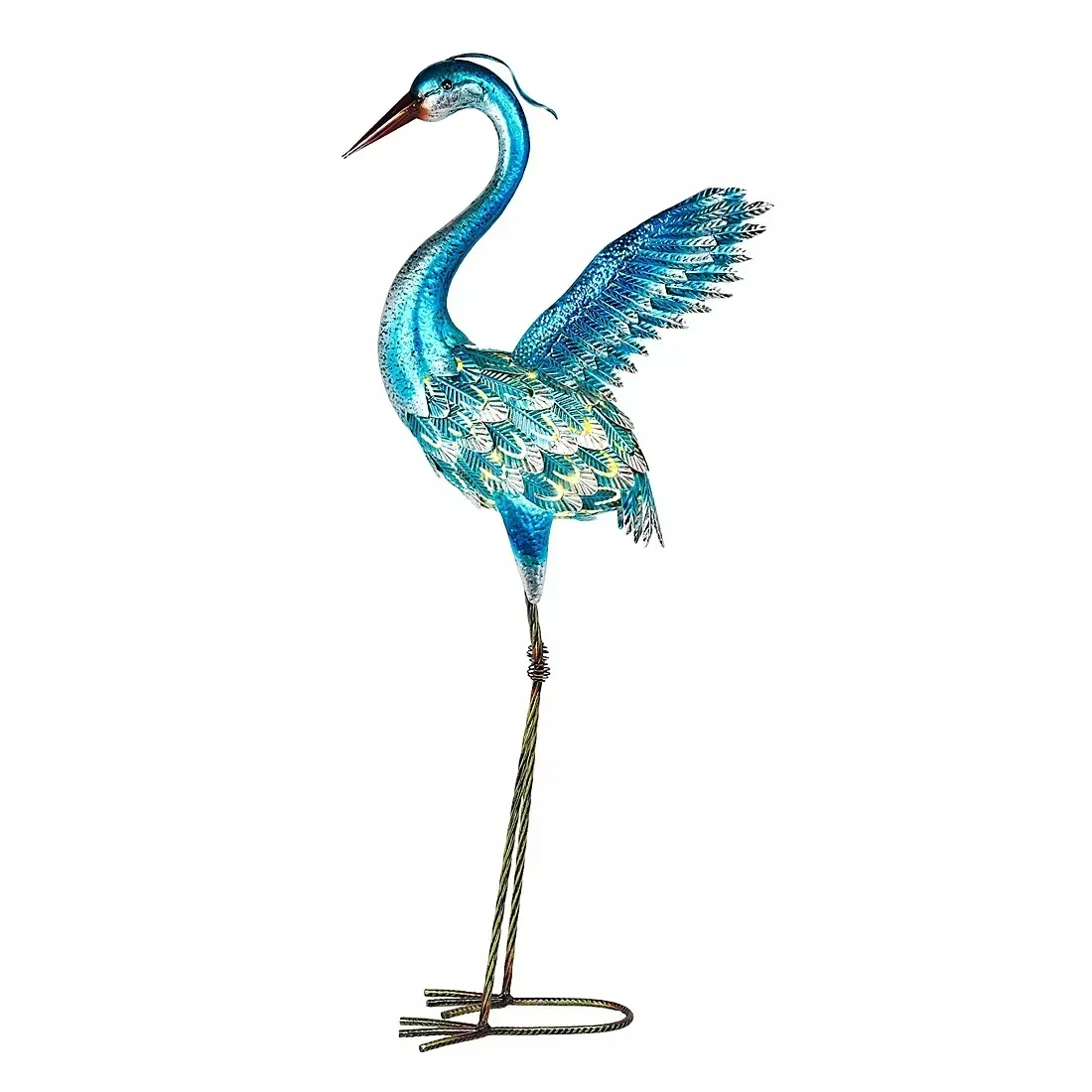 38.6" Metal Heron With Solar Lights - Image 2